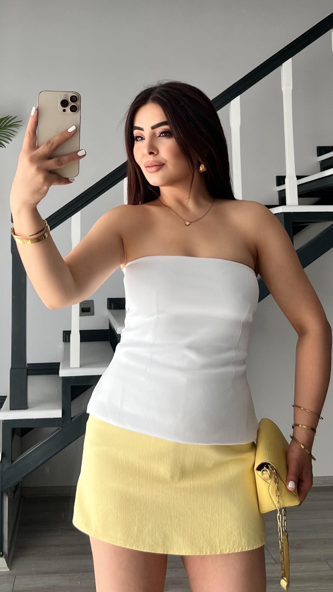 White Strapless Blouse
