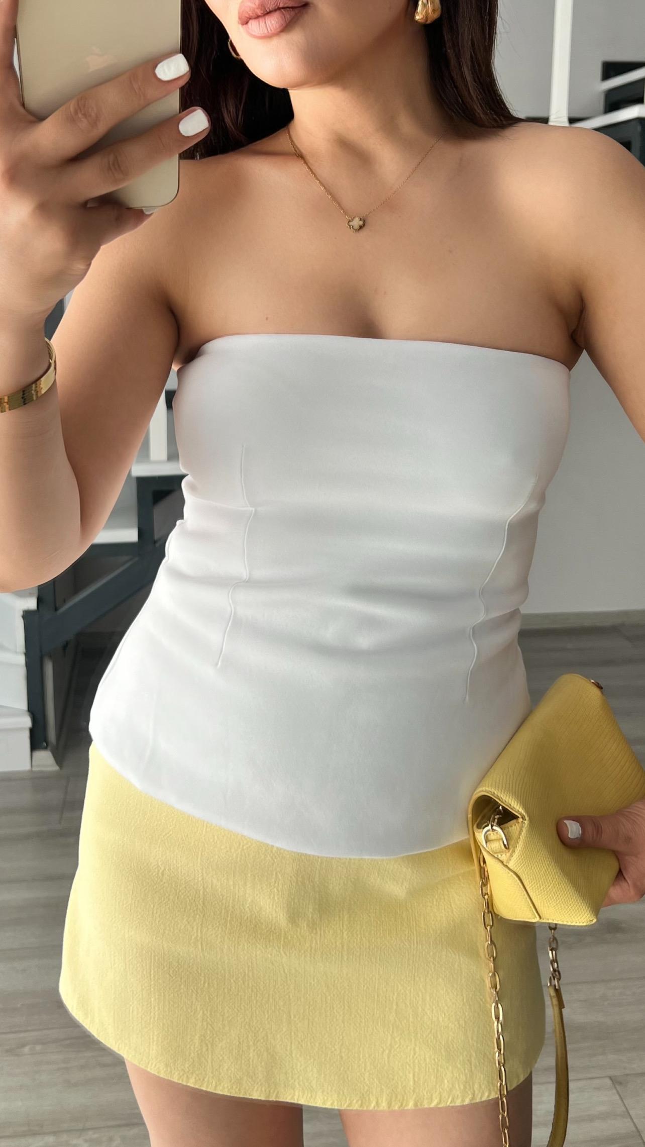 White Strapless Blouse
