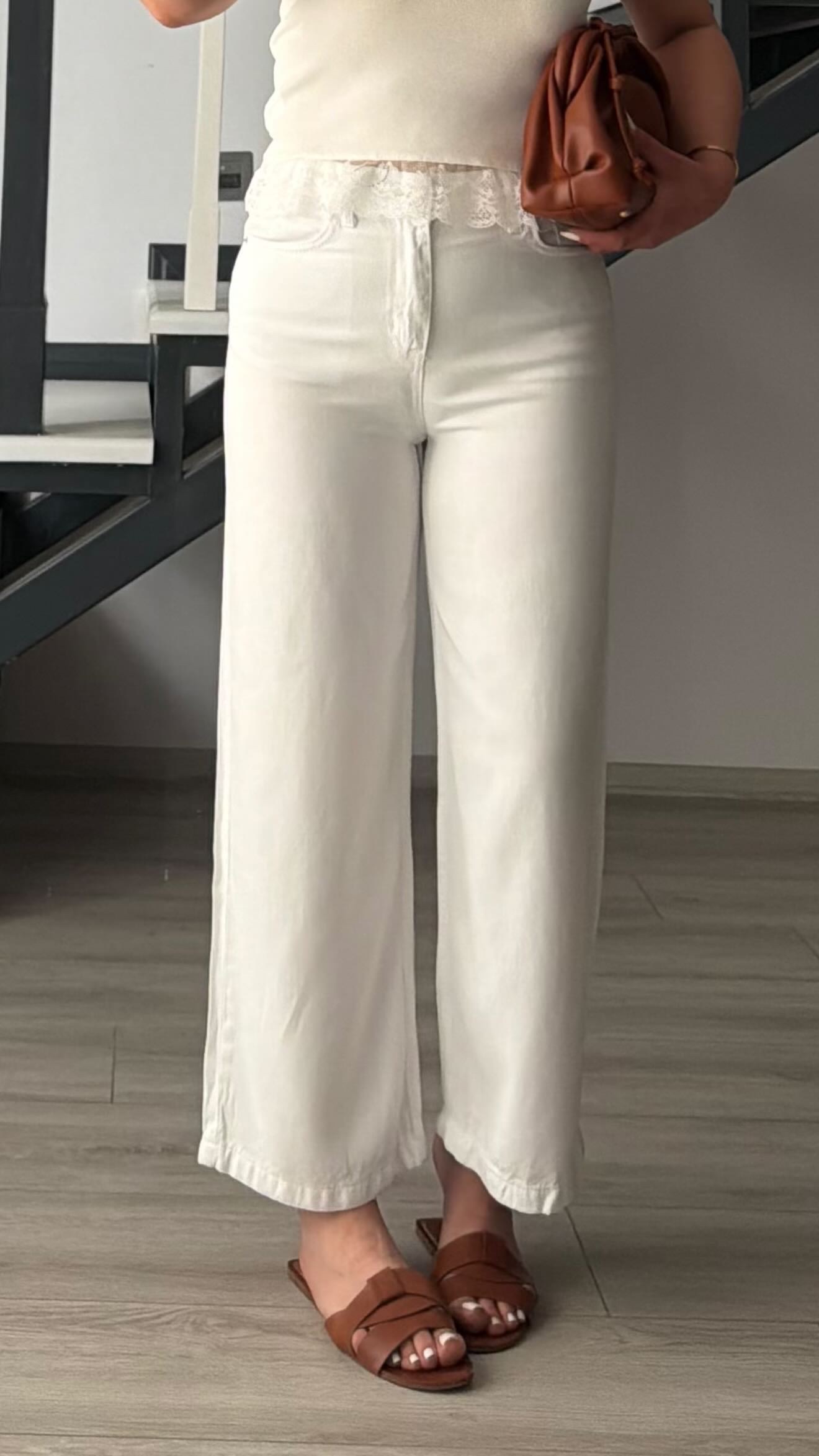 White Tencel Culotte Pants