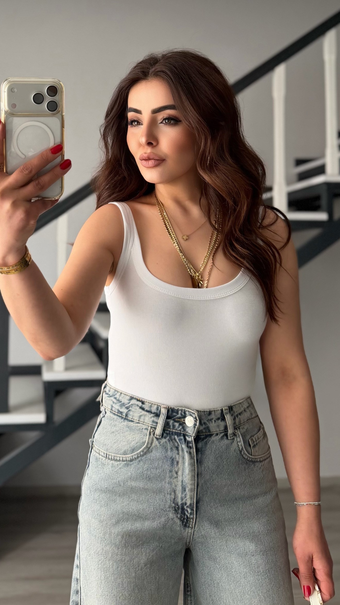 White U-Neck Ribbed Bodysuit