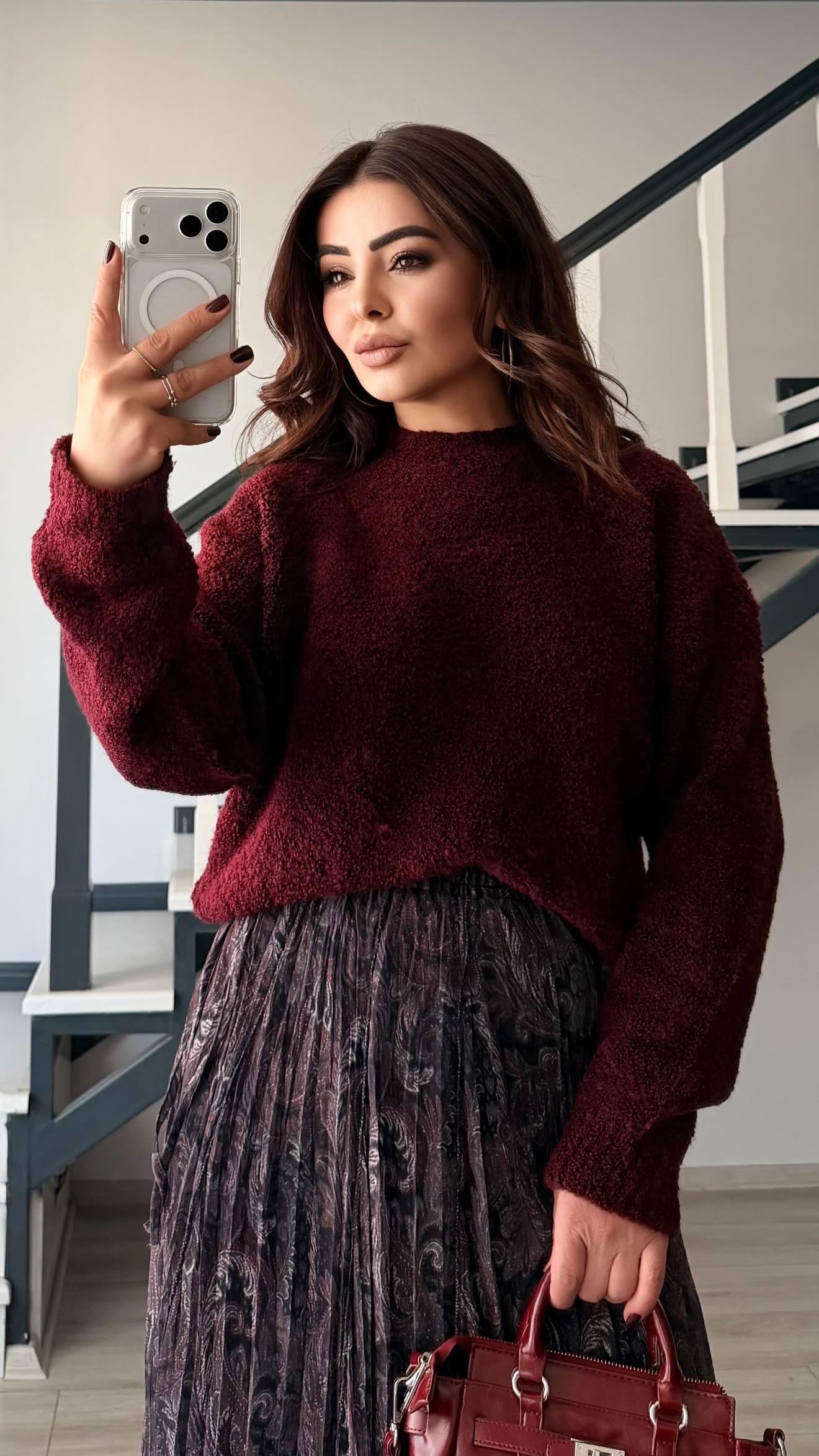 Burgundy Boucle Sweater