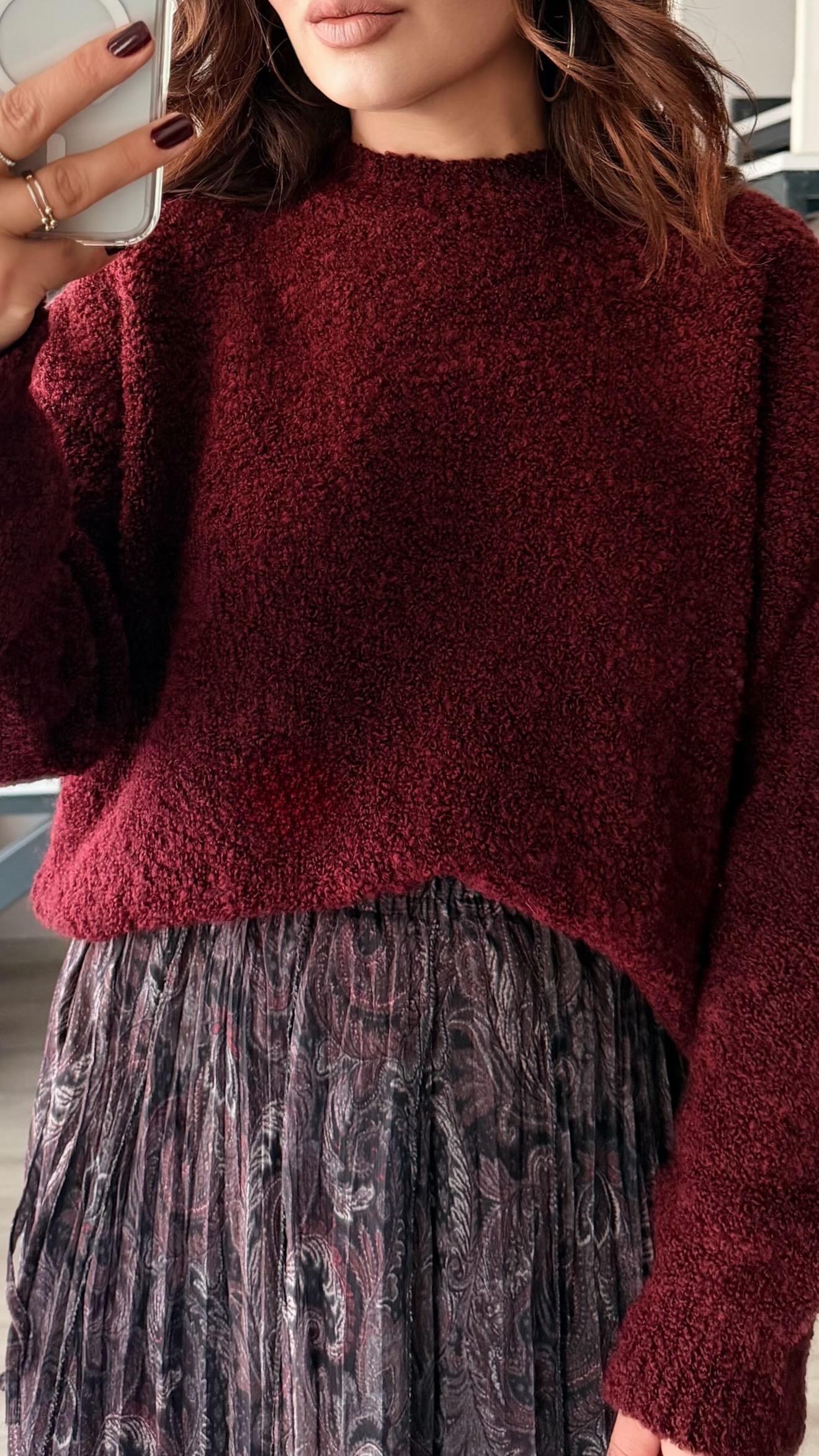 Burgundy Boucle Sweater