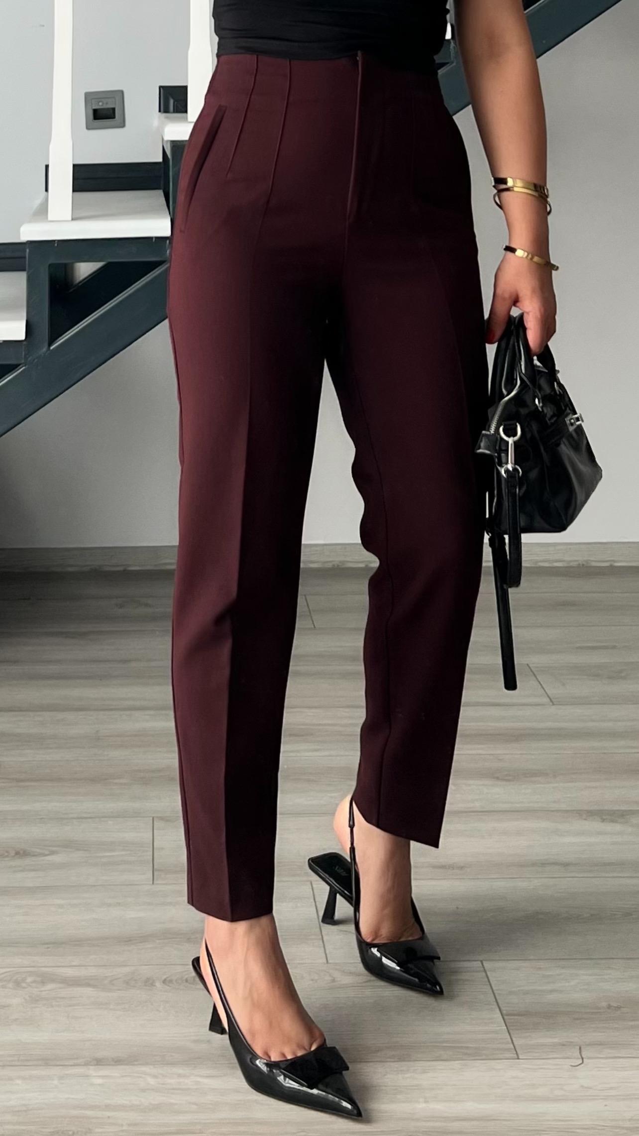 Bordo Flatolu Pantolon