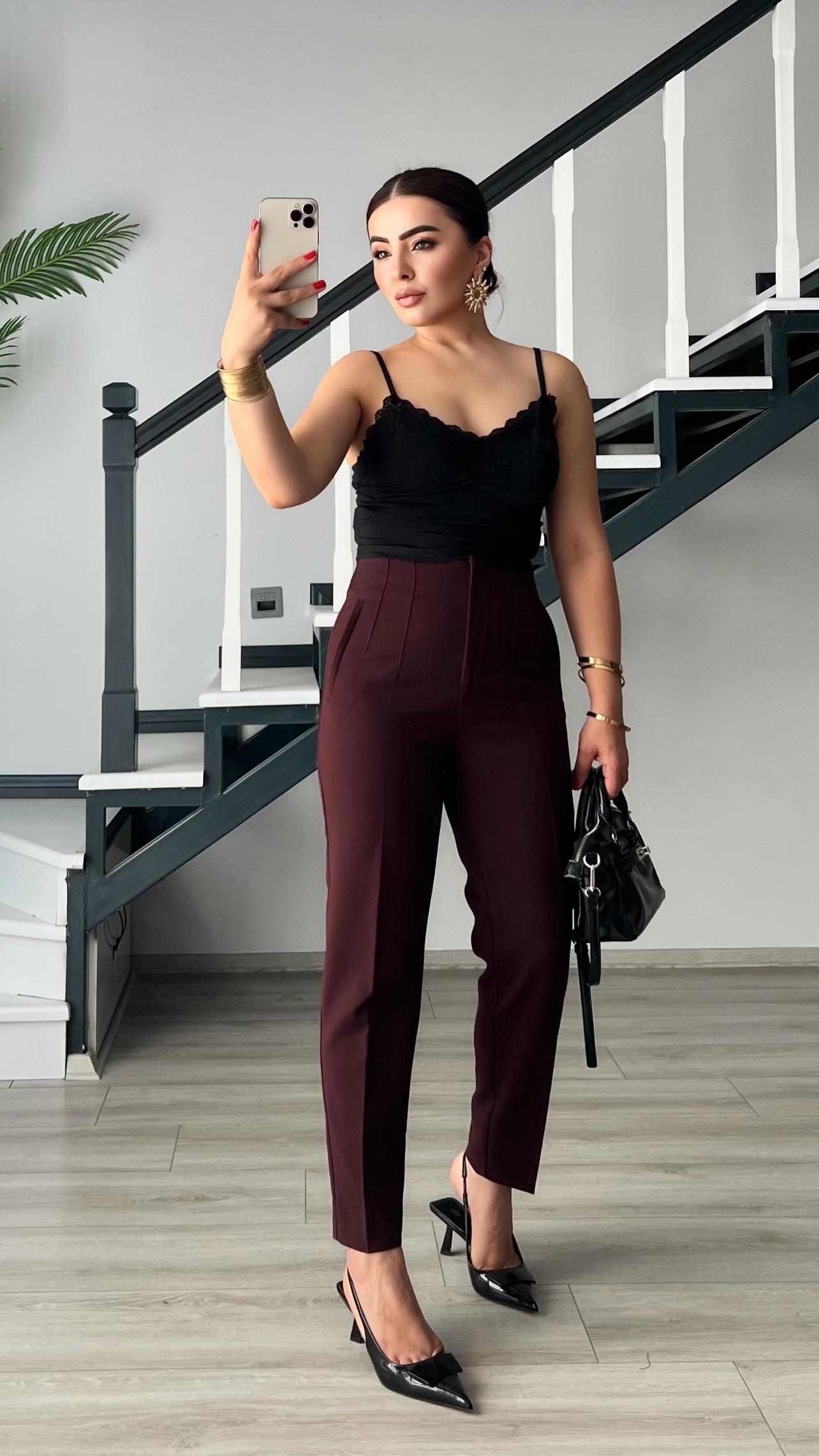 Bordo Flatolu Pantolon
