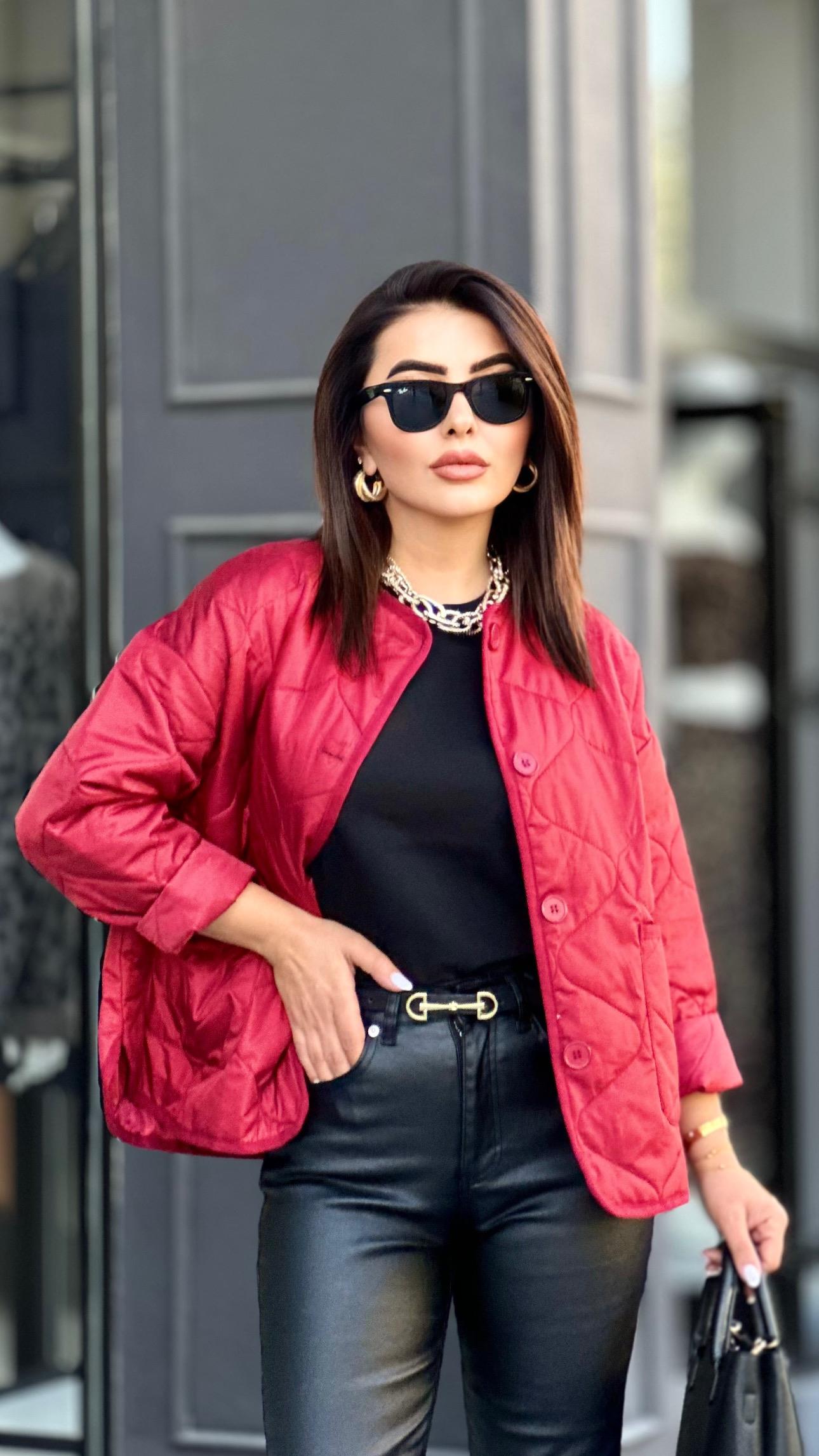 Bordo Kapitone Mevsimlik Ceket 