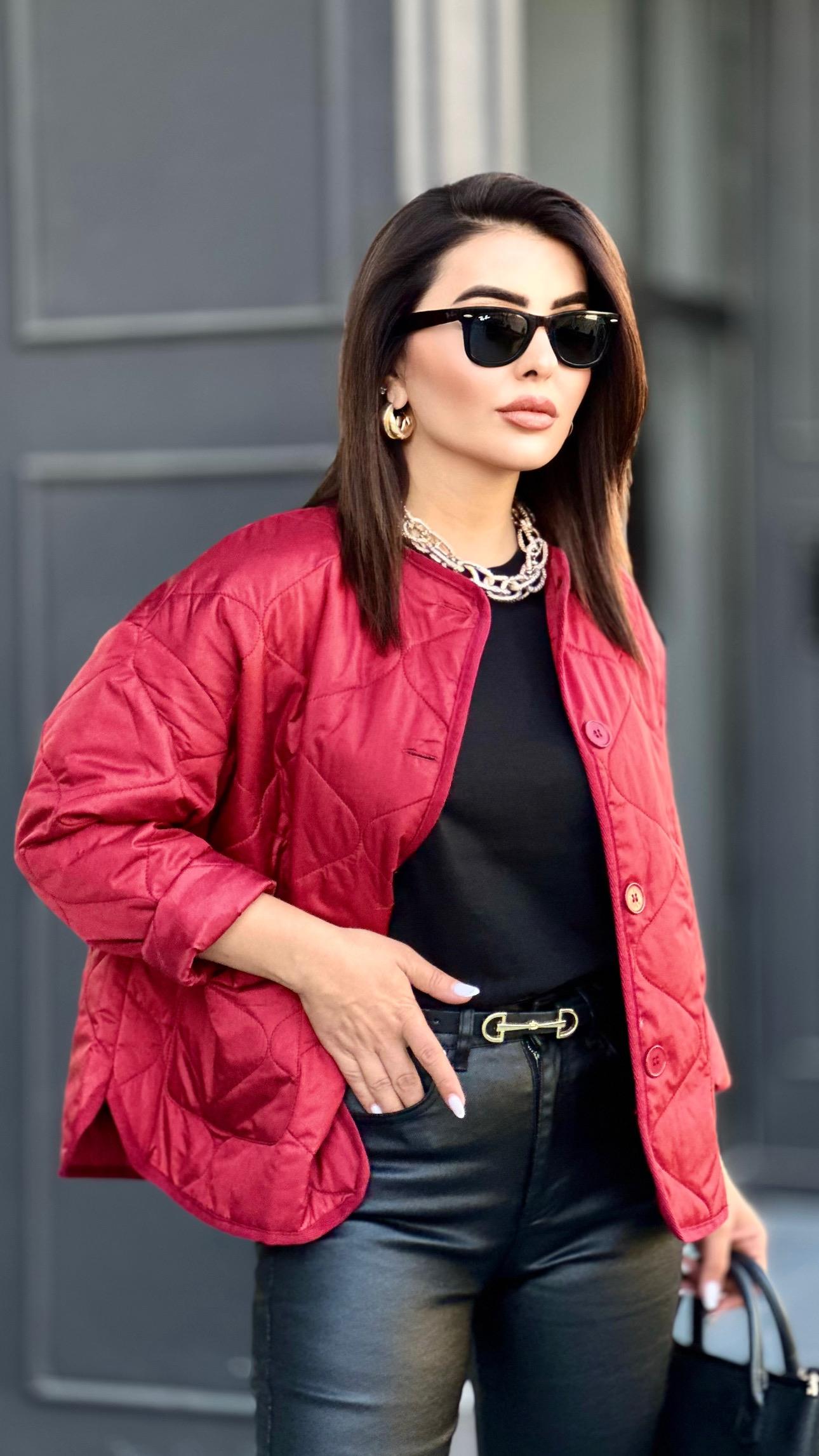 Bordo Kapitone Mevsimlik Ceket 