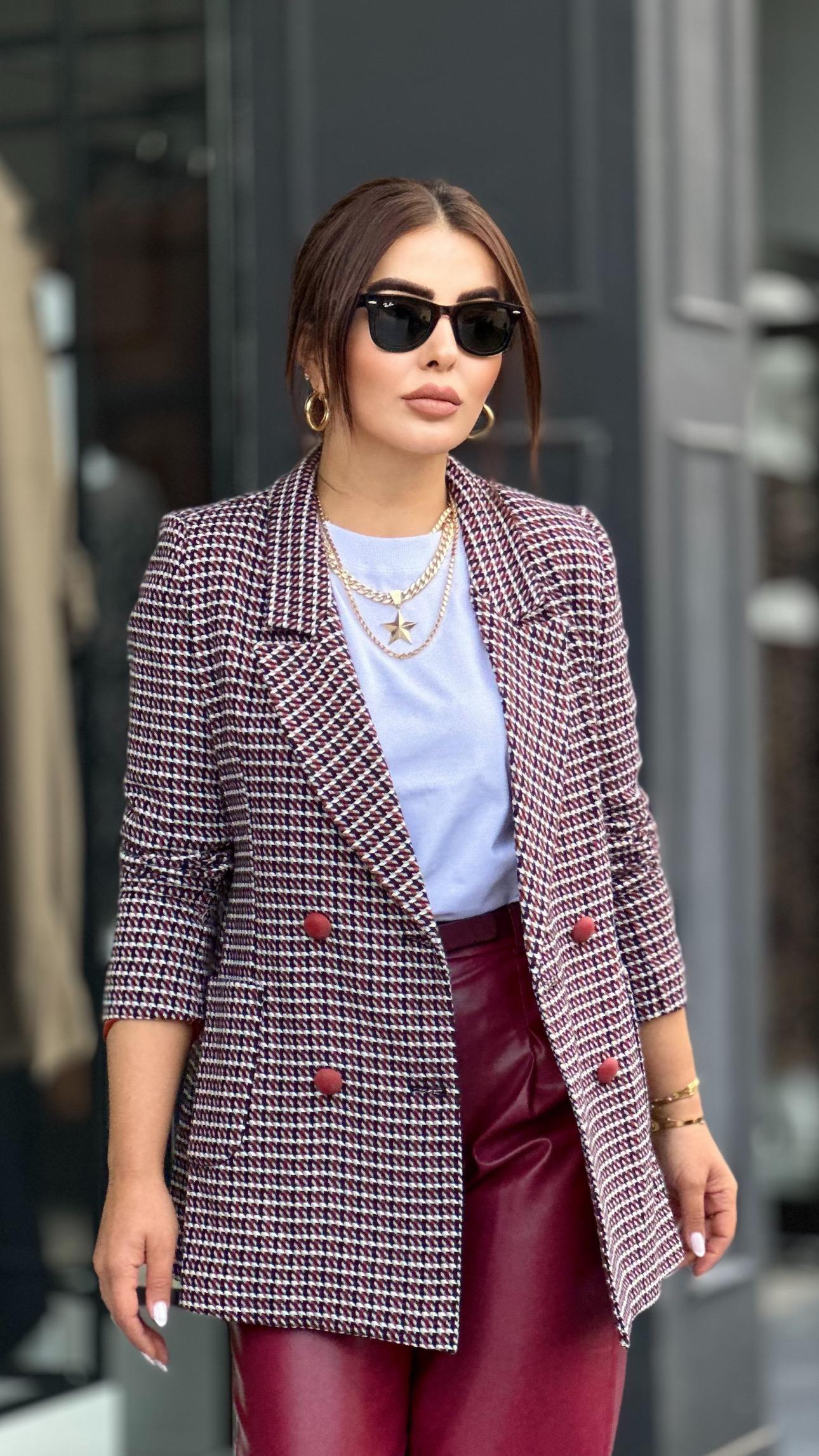 Bordo Kazayağı Torba Cep Blazer Ceket 