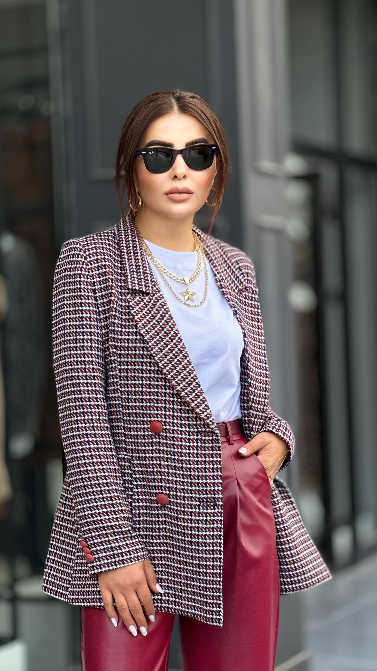 Bordo Kazayağı Torba Cep Blazer Ceket 