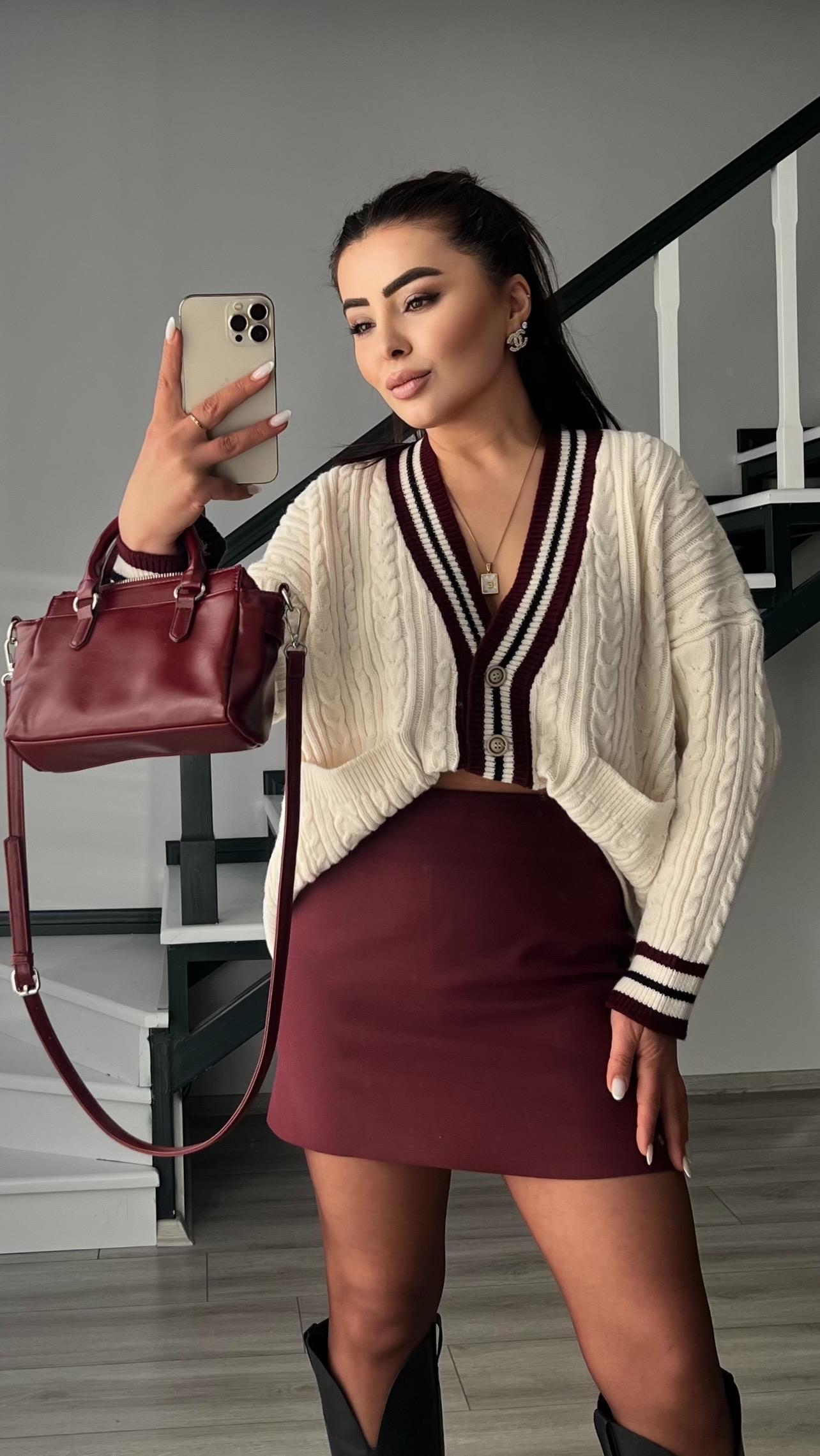 Bordo Premium Mini Etek 