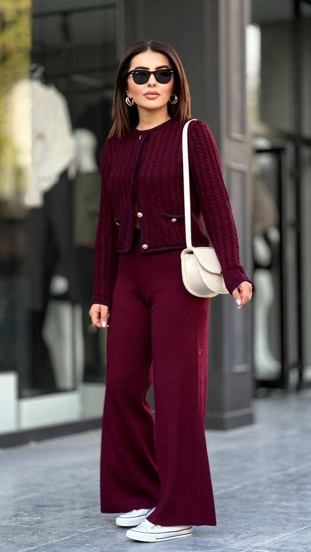 Bordo Triko Pantolon 