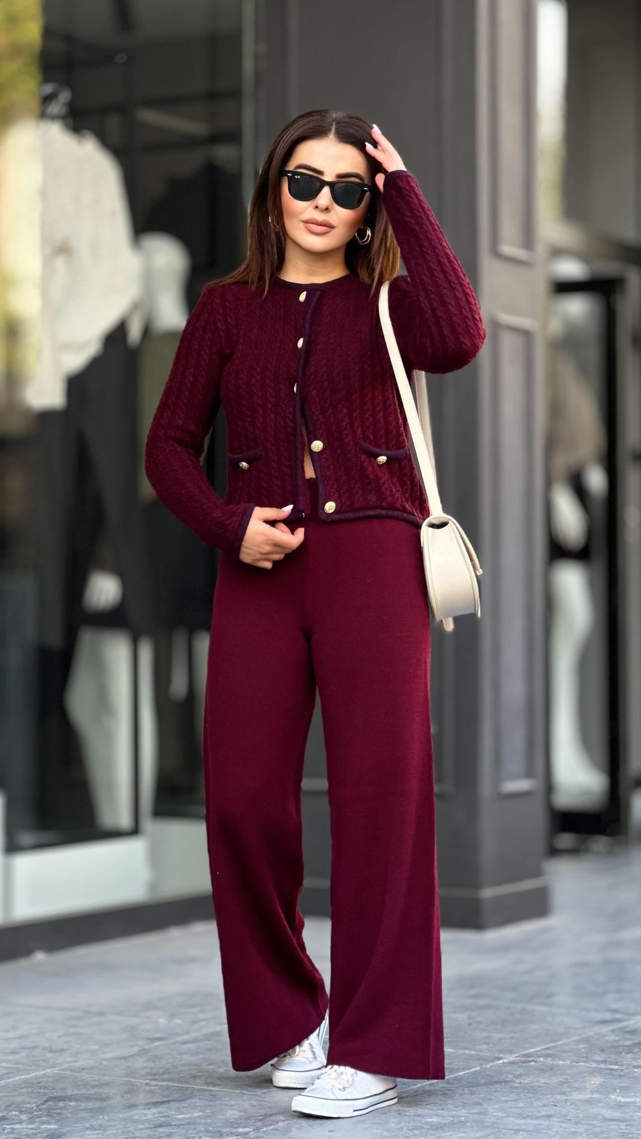 Bordo Triko Pantolon 