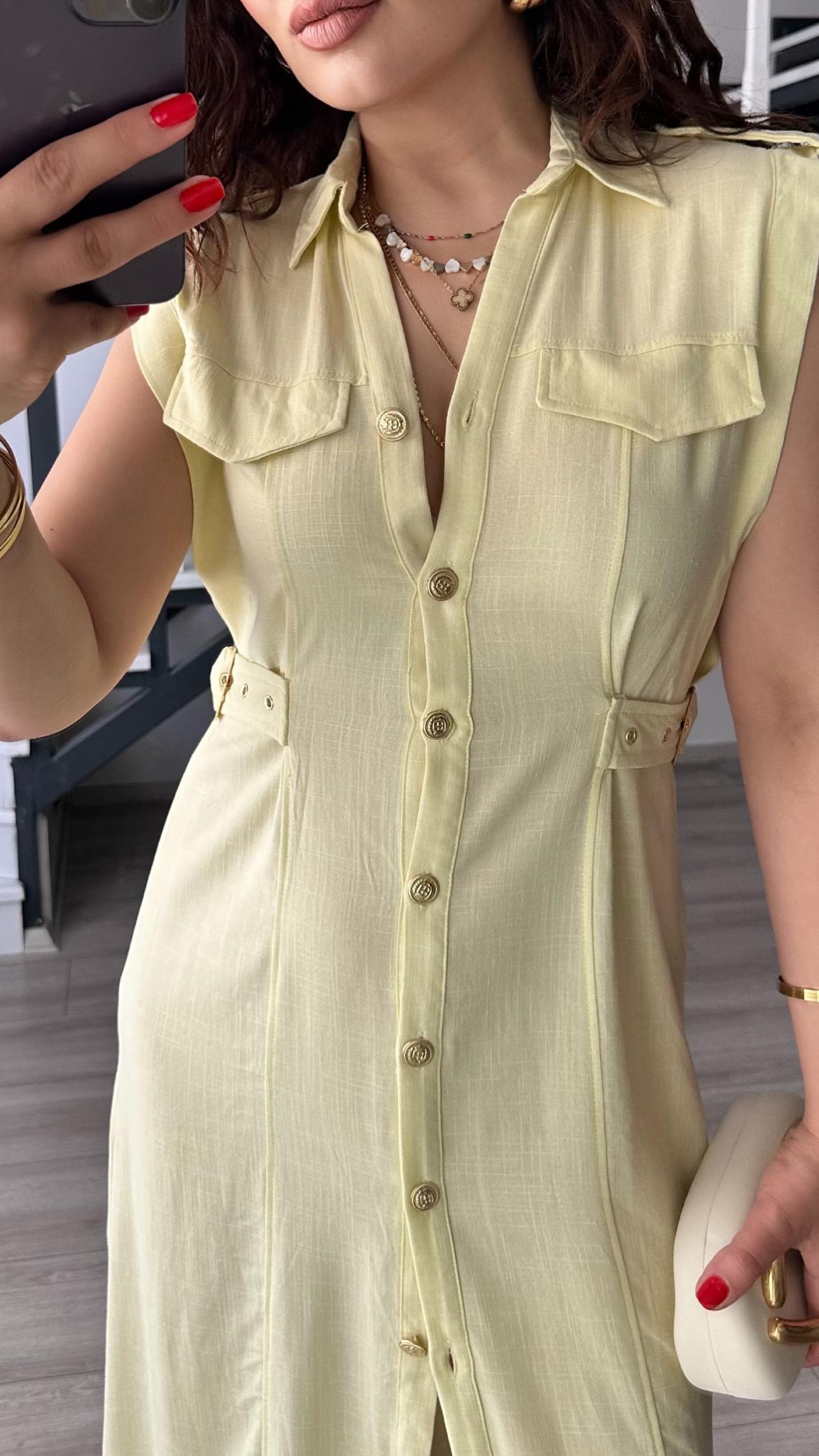 Butter Yellow Marka Model Keten Elbise
