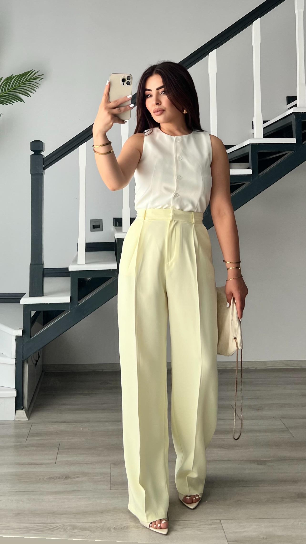 Butter Yellow Premium Palazzo Pantolon