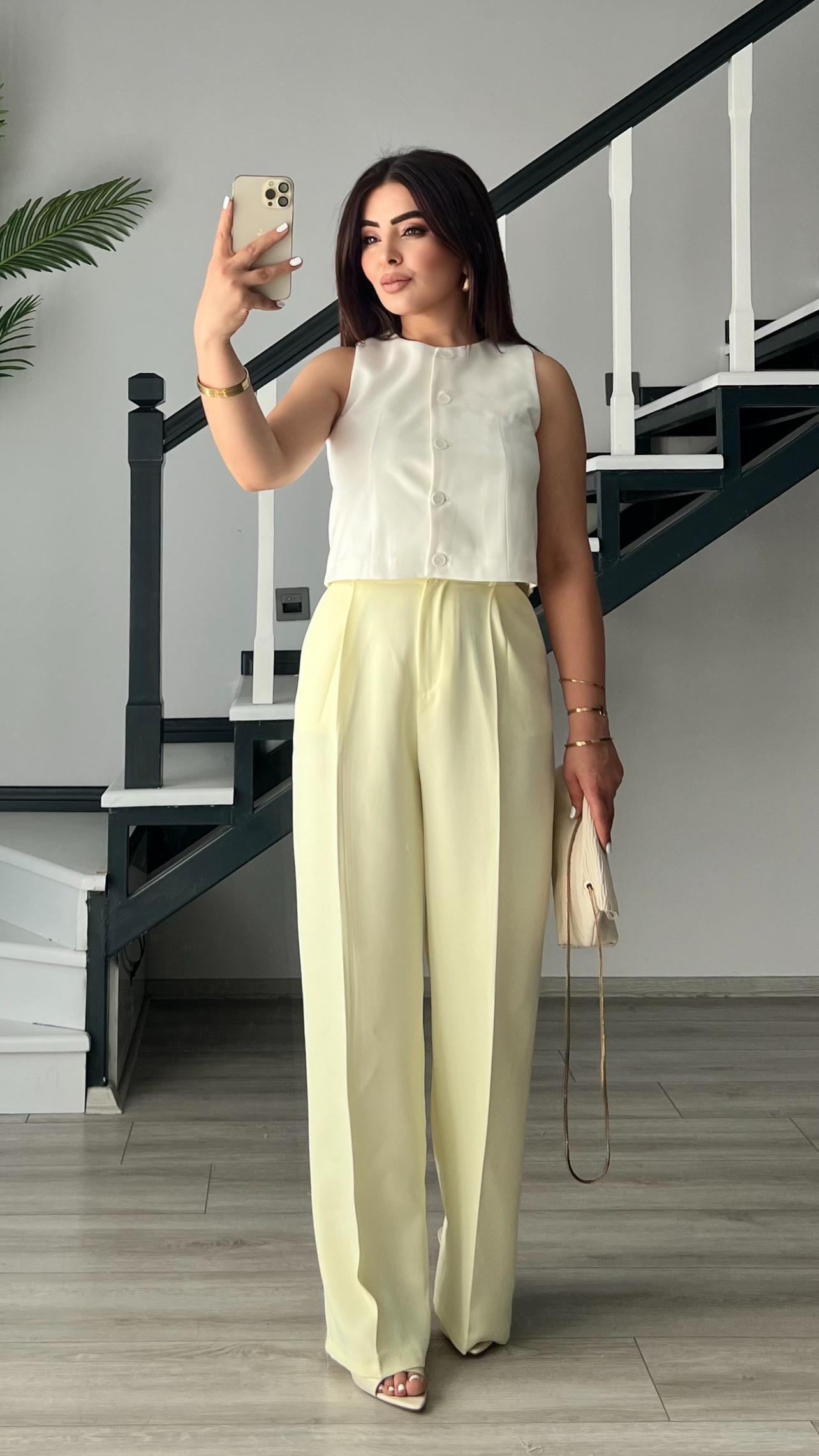 Butter Yellow Premium Palazzo Pantolon