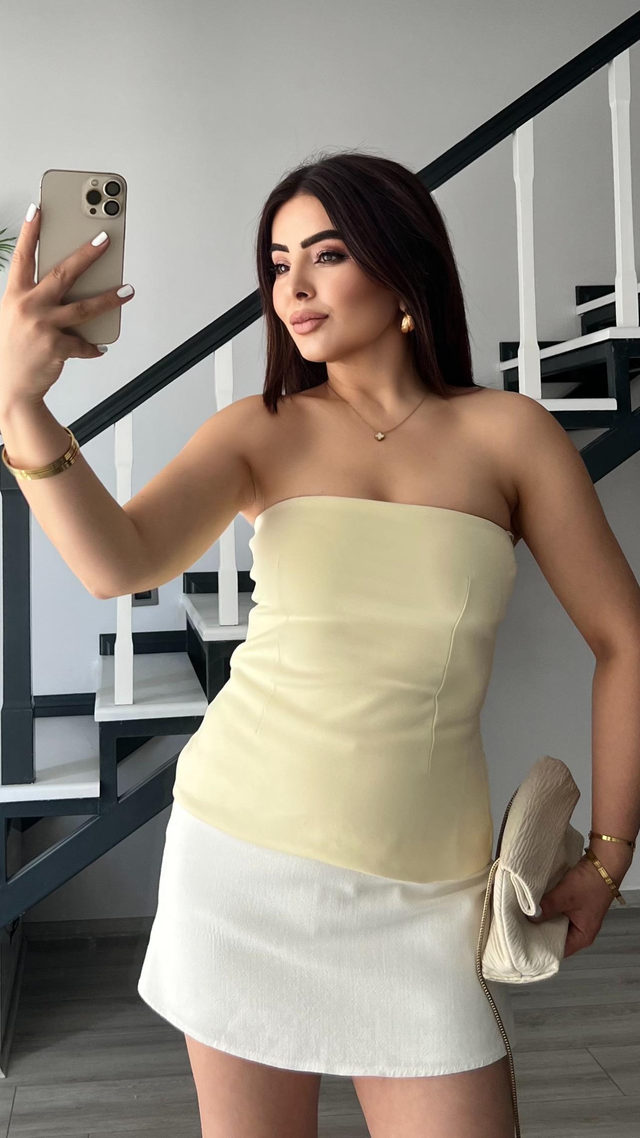 Butter Yellow Strapless Blouse