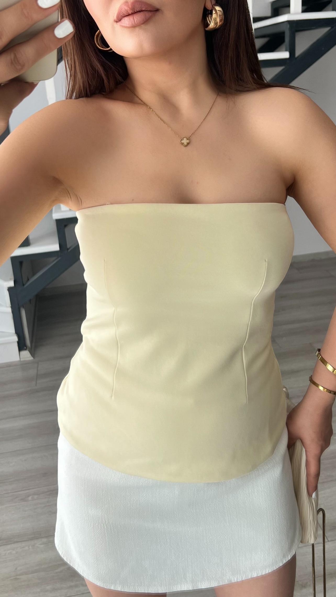 Butter Yellow Strapless Blouse