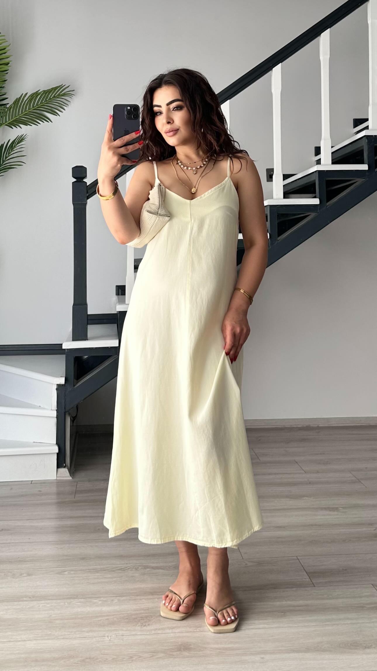 Butter Yellow Tnsel  Ayarlanabilir Askılı Elbise