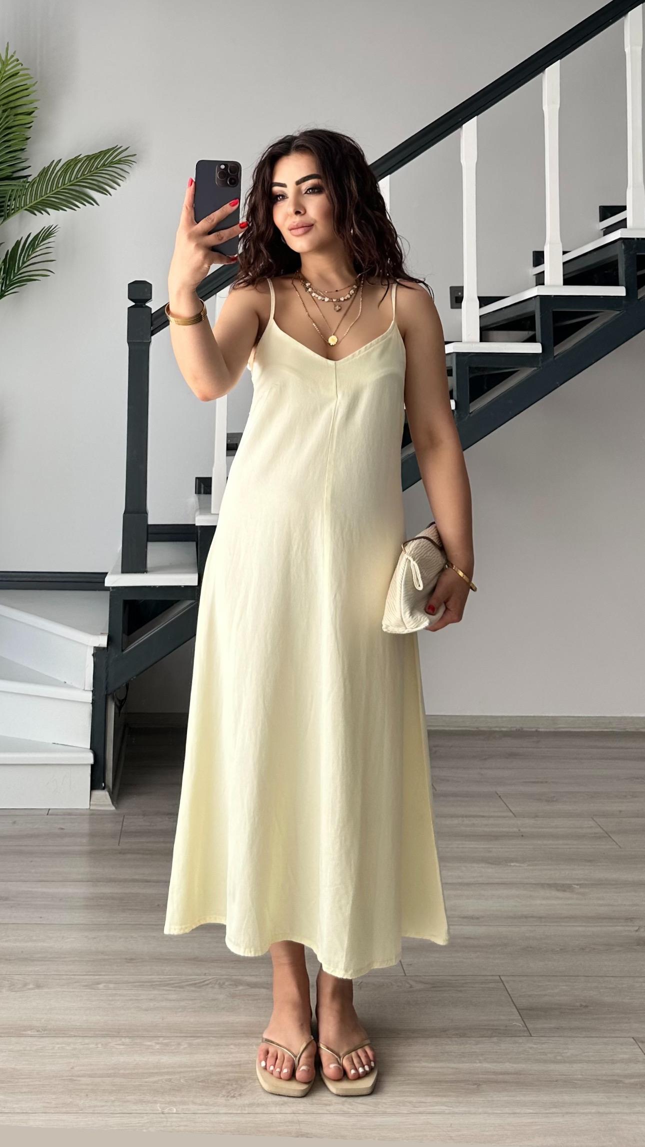Butter Yellow Tnsel  Ayarlanabilir Askılı Elbise