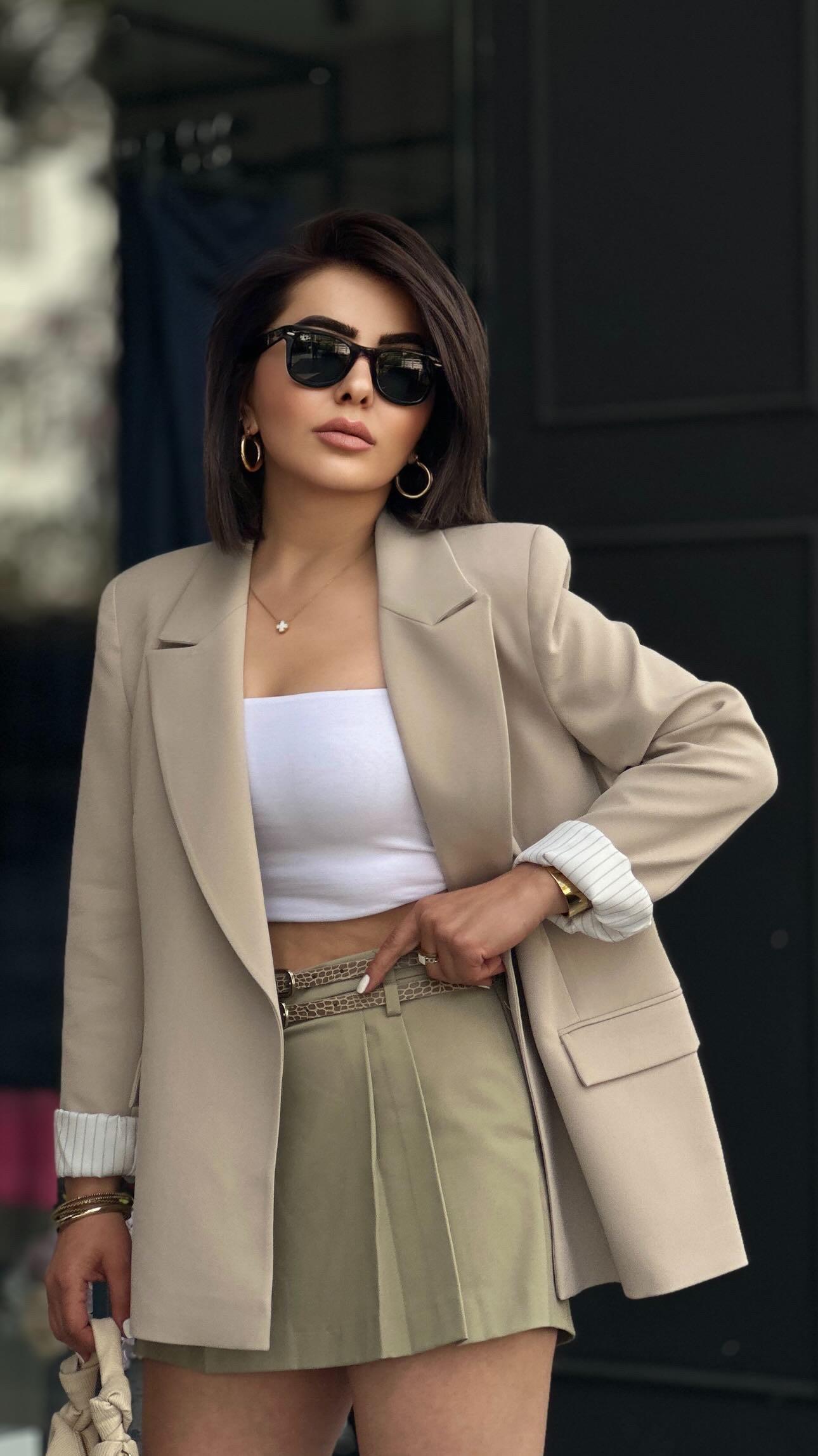 Light Green Double Belted Short Skirt