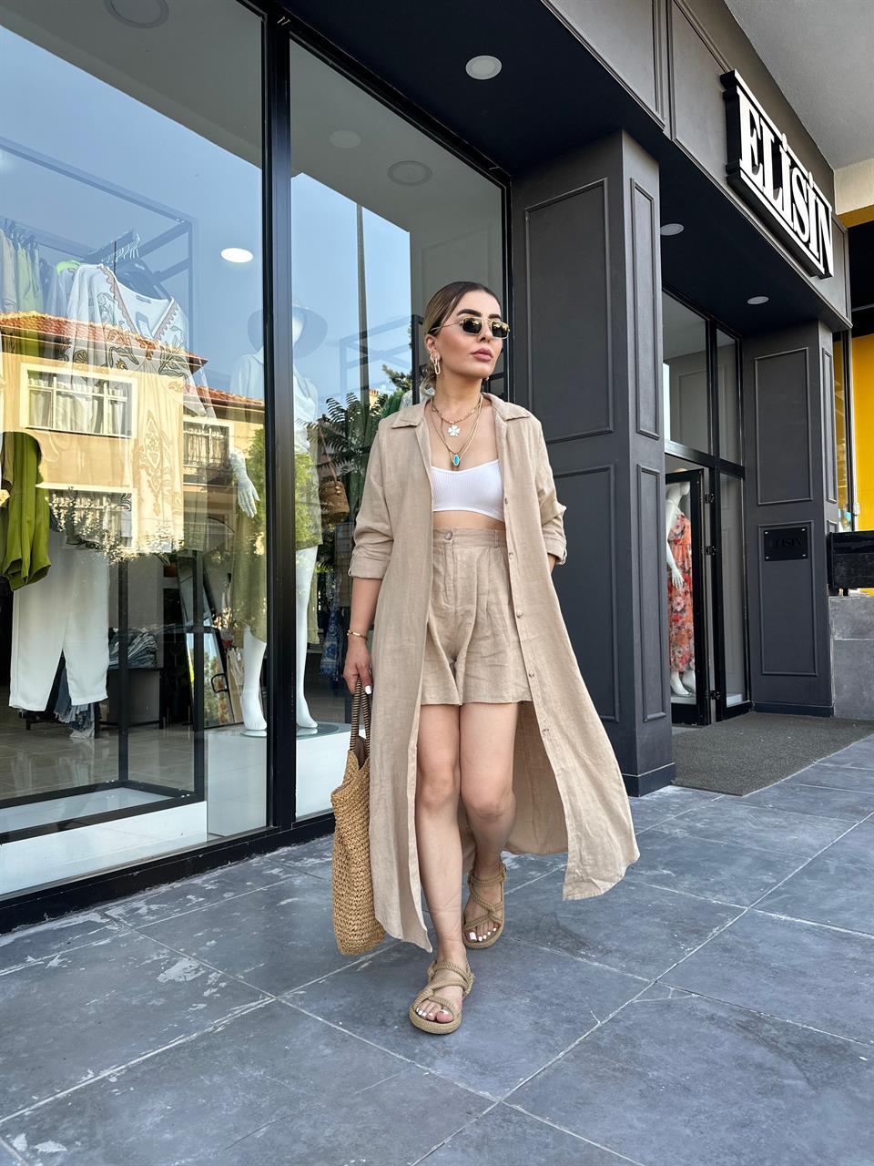 Camel %100 Ham Keten Şort