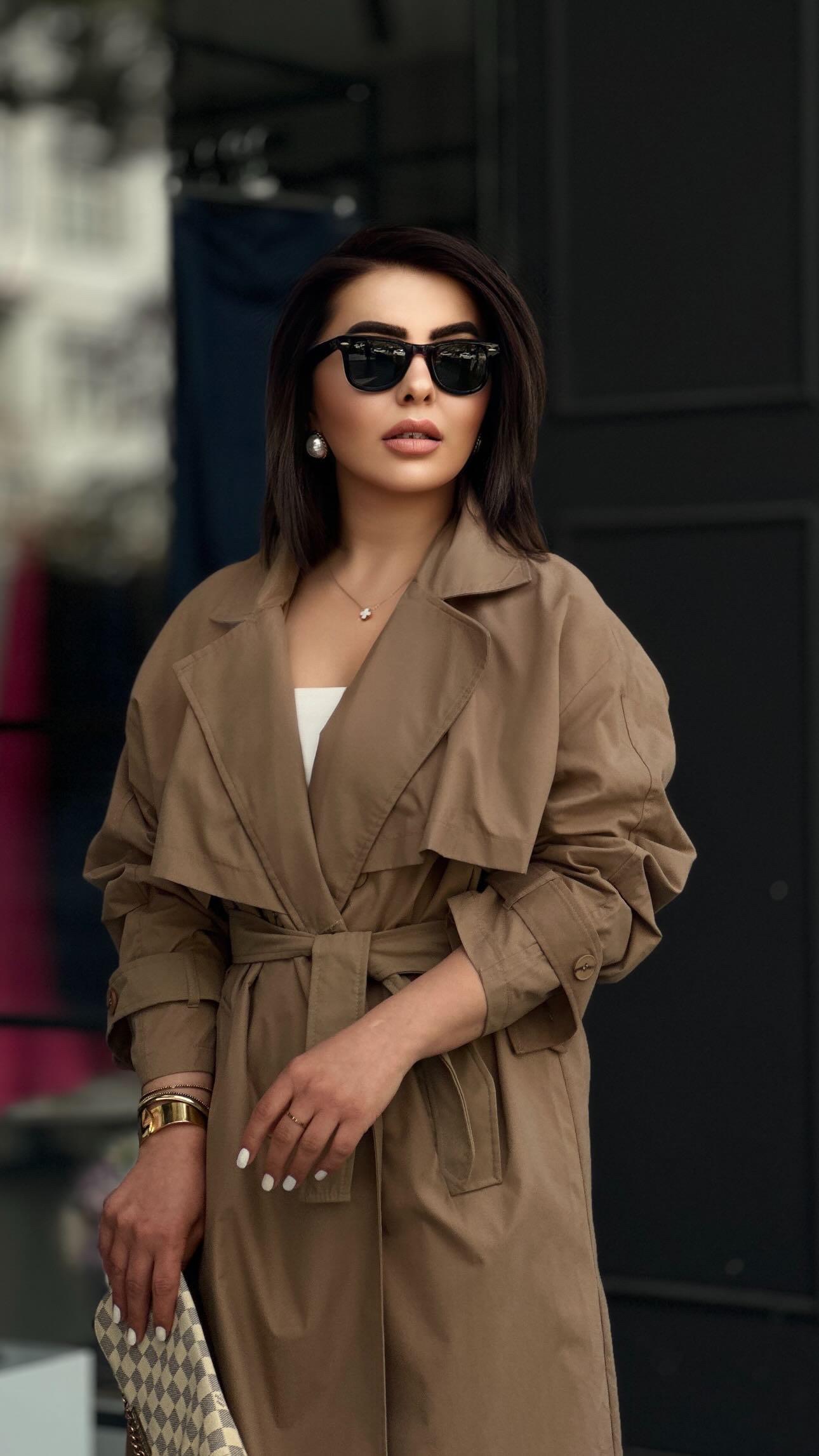 Camel %100 Pamuk Tensel Doku Oversize Trençkot