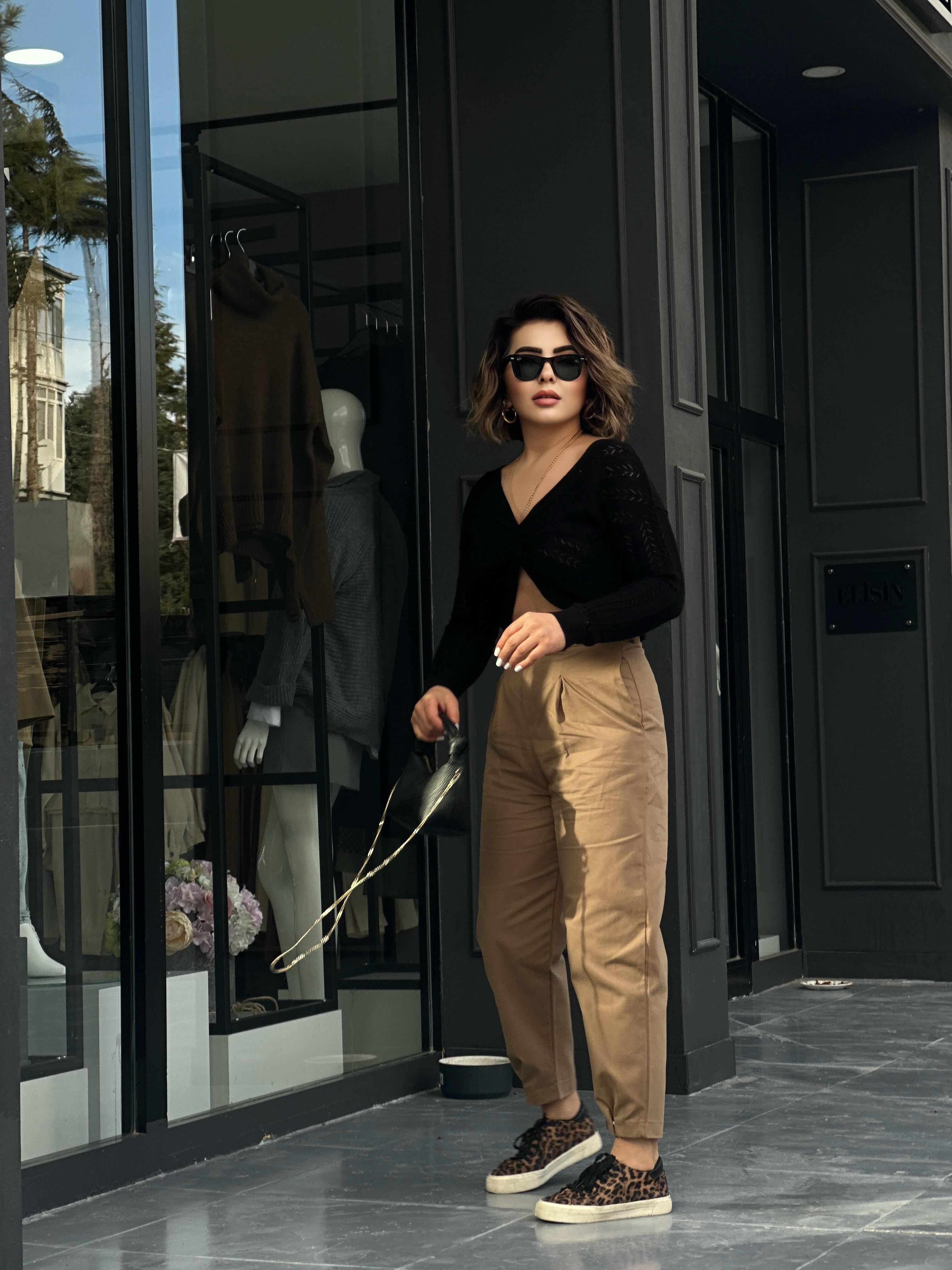Camel Paça Çıtçıtlı Slouchy Pantolon 