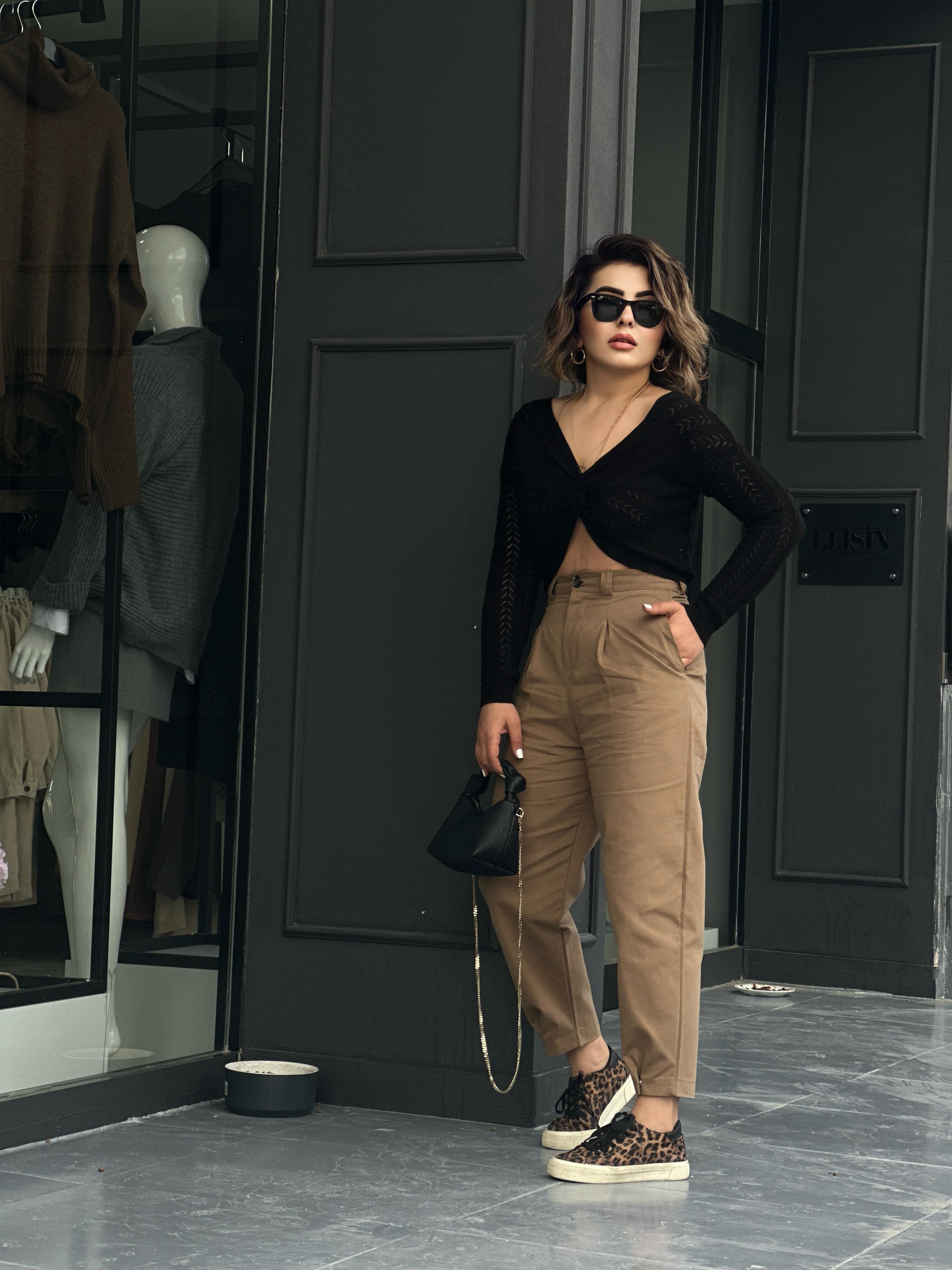 Camel Paça Çıtçıtlı Slouchy Pantolon 