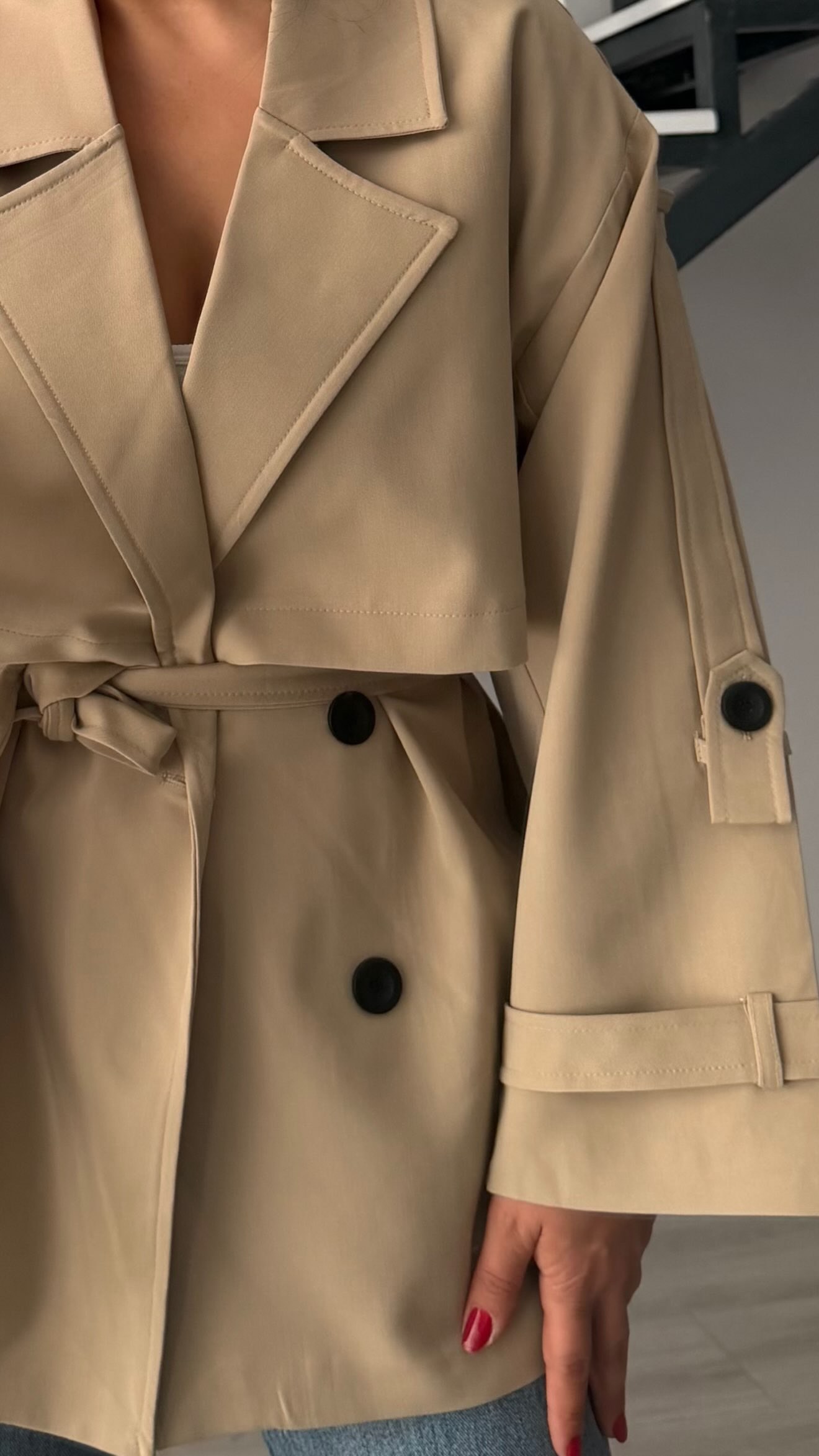 Camel Premium Belted Oversized Trench Coat