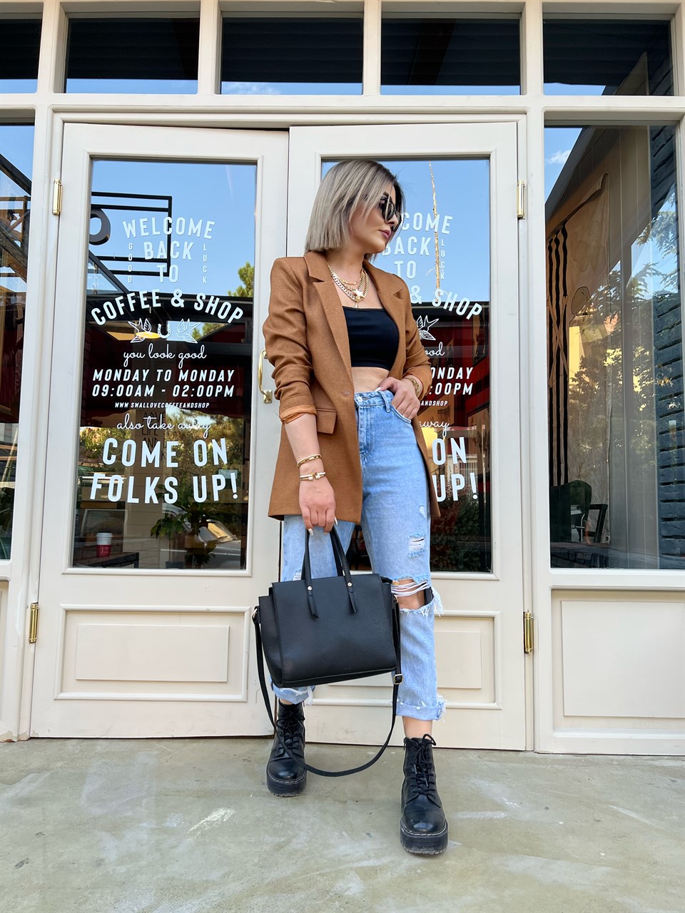 Camel Yün Efekt Blazer Ceket