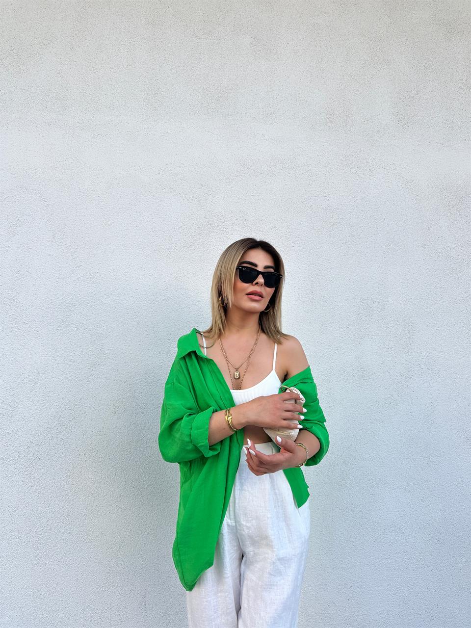 Grass Green Oversize Tencel Shirt