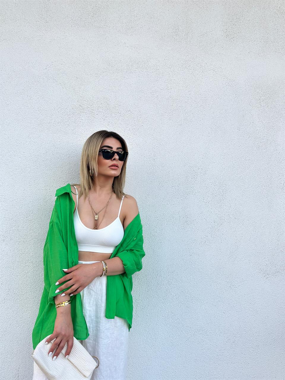 Grass Green Oversize Tencel Shirt