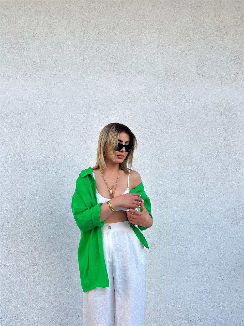 Grass Green Oversize Tencel Shirt