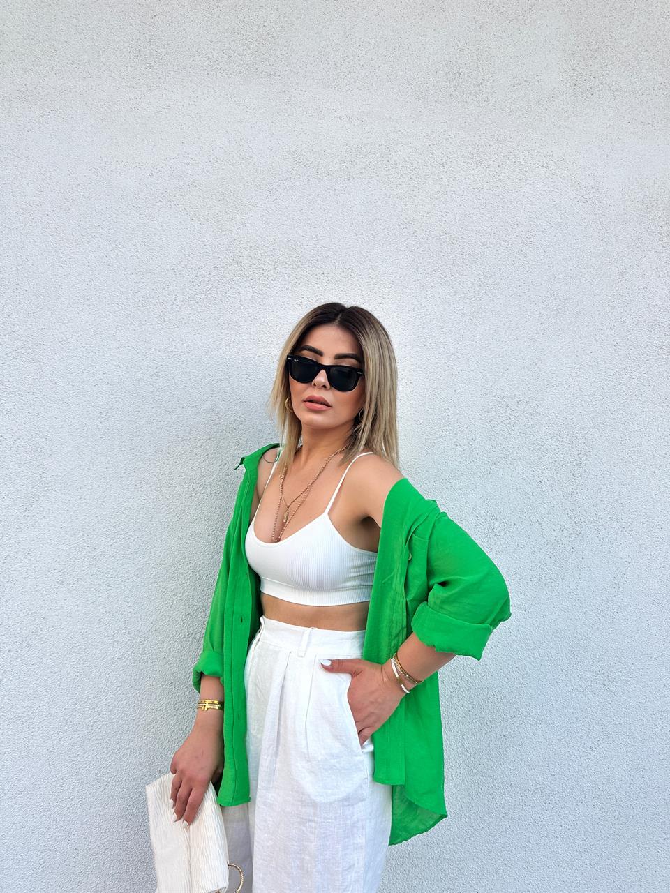 Grass Green Oversize Tencel Shirt