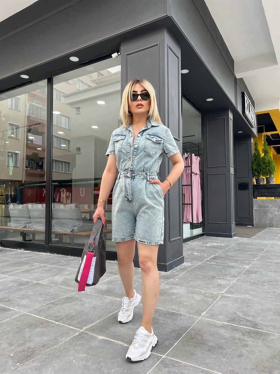 Denim Shorts Jumpsuit