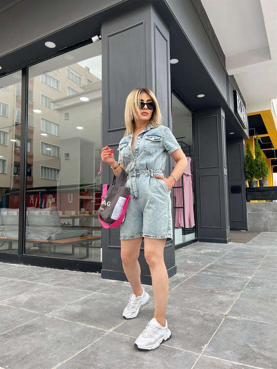 Denim Shorts Jumpsuit