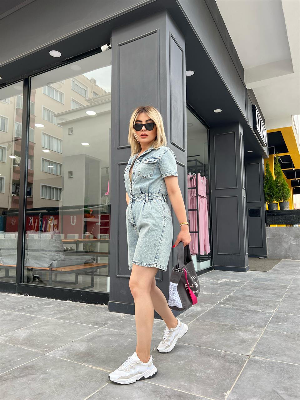 Denim Shorts Jumpsuit
