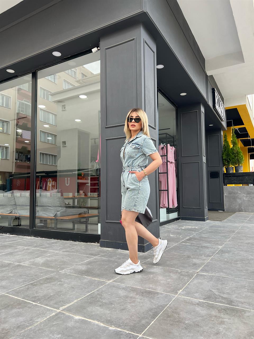Denim Shorts Jumpsuit