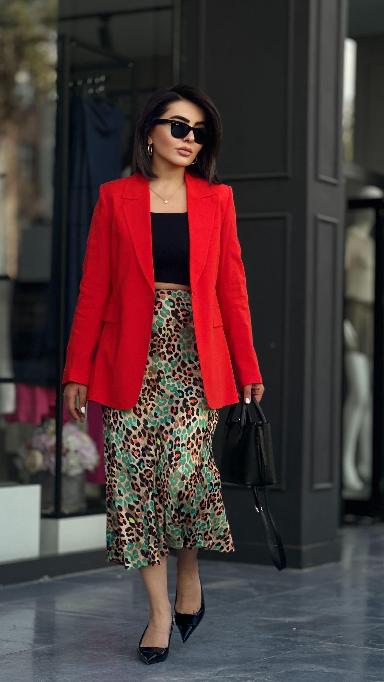 Patterned Satin Skirt