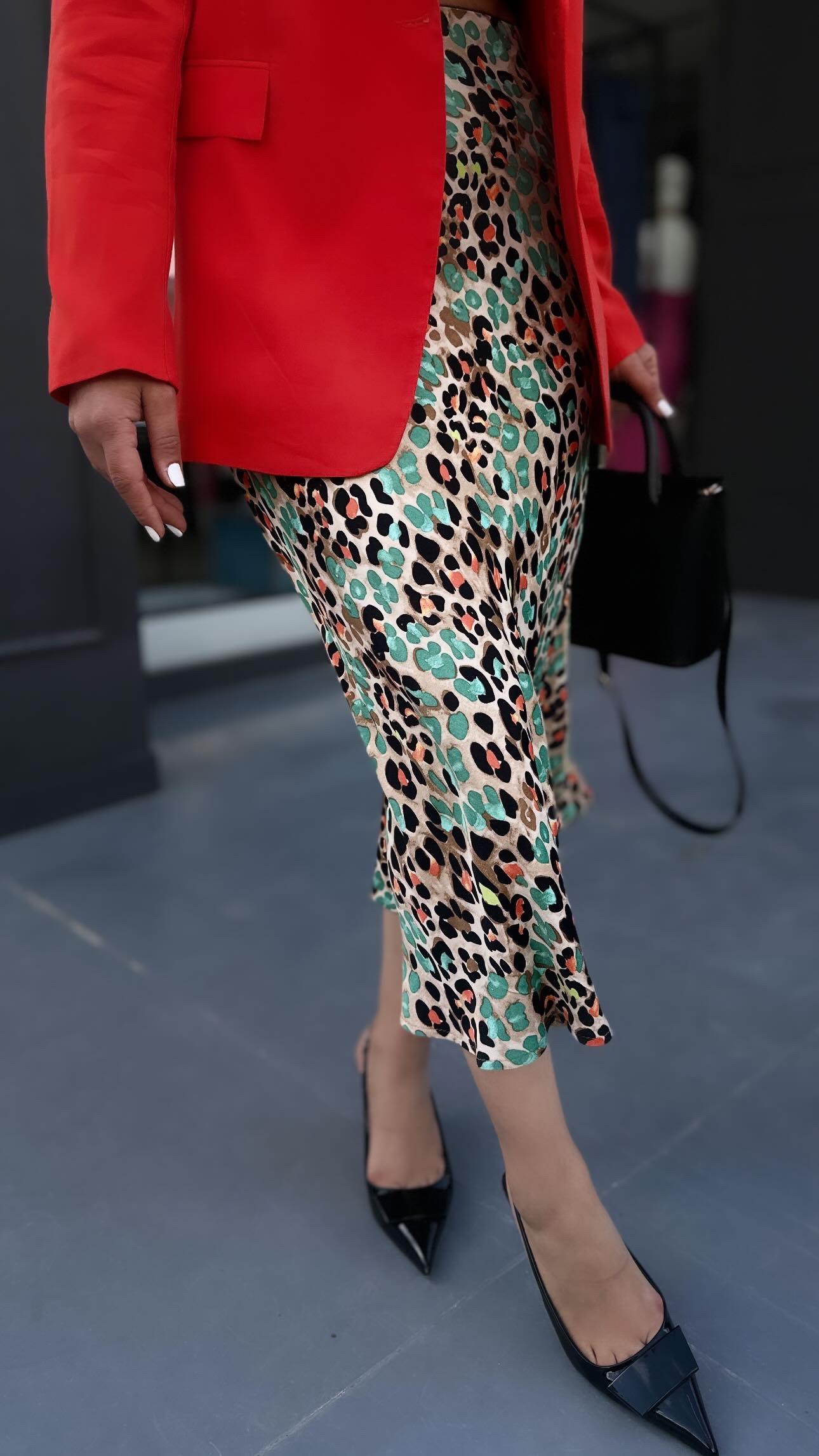 Patterned Satin Skirt