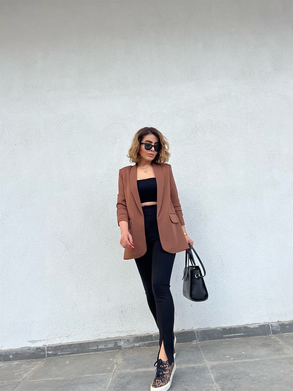 Dilvin Leggings with Slit Hem