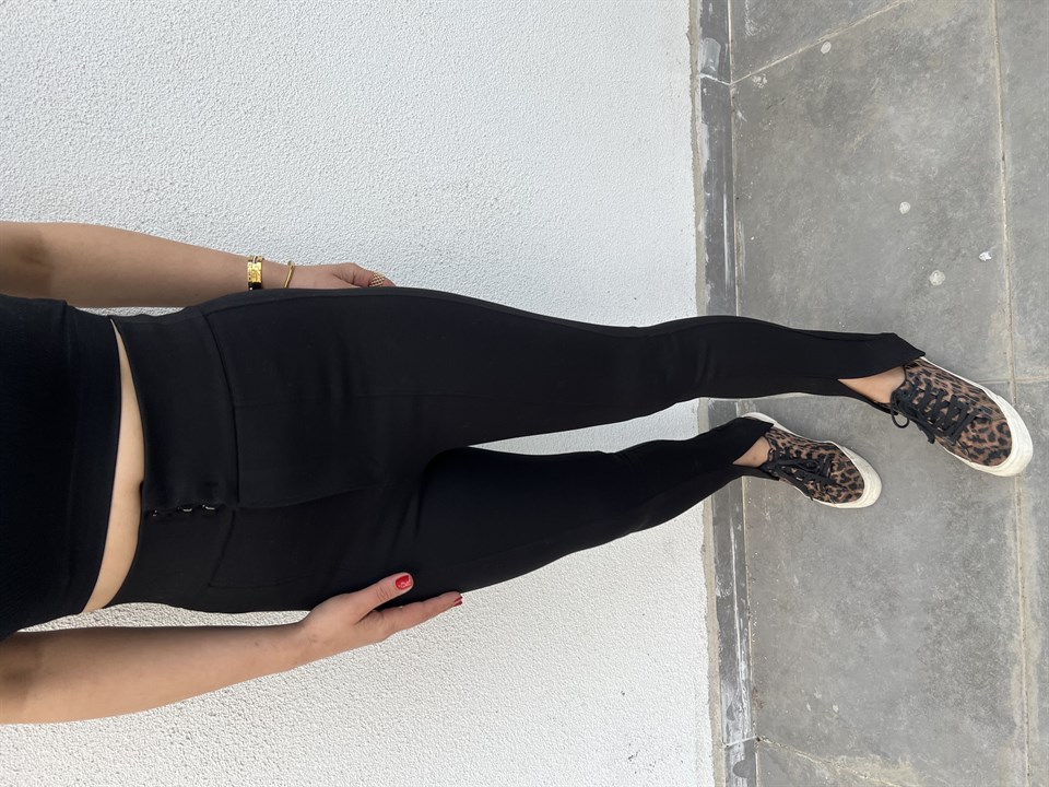 Dilvin Leggings with Slit Hem