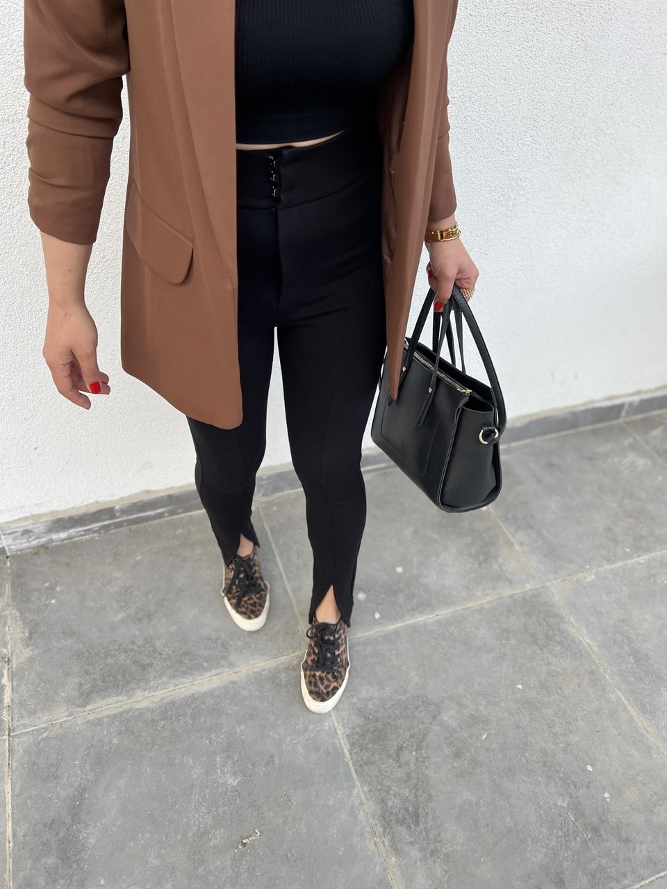 Dilvin Leggings with Slit Hem