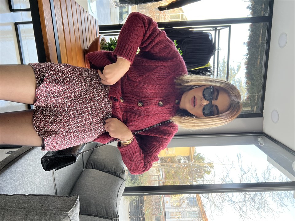 Plaid Tweed Short Skirt with Cover