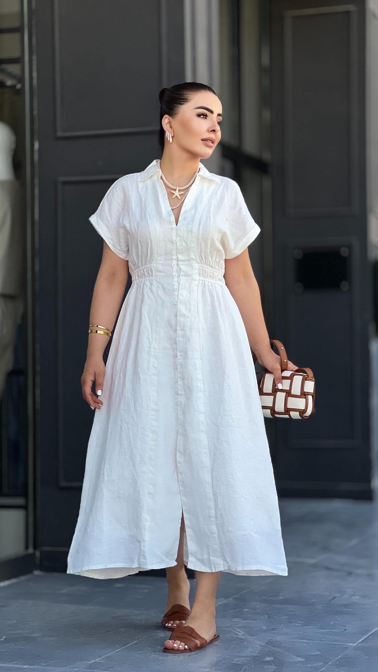 Ecru British Linen Dress