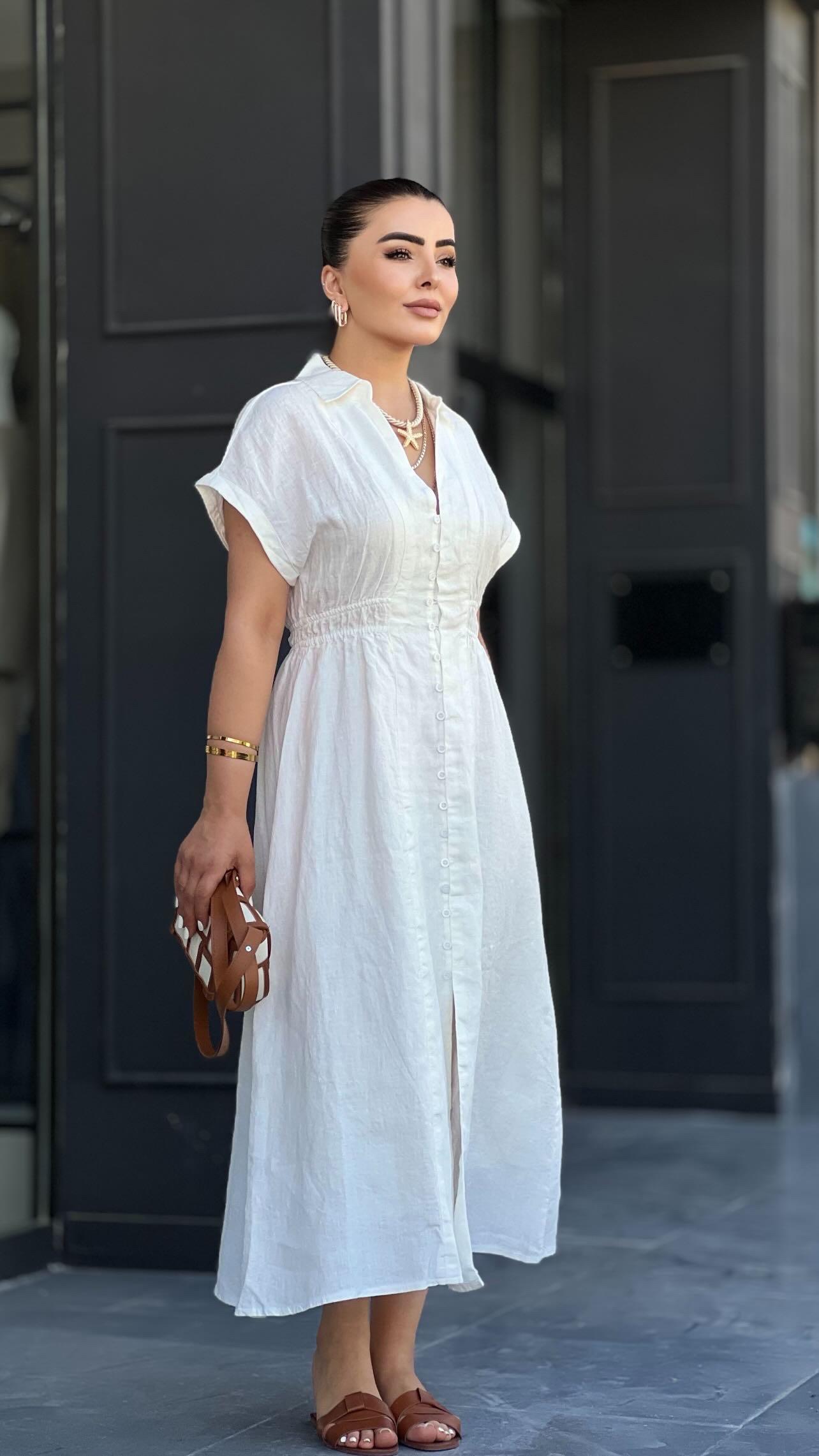Ecru British Linen Dress