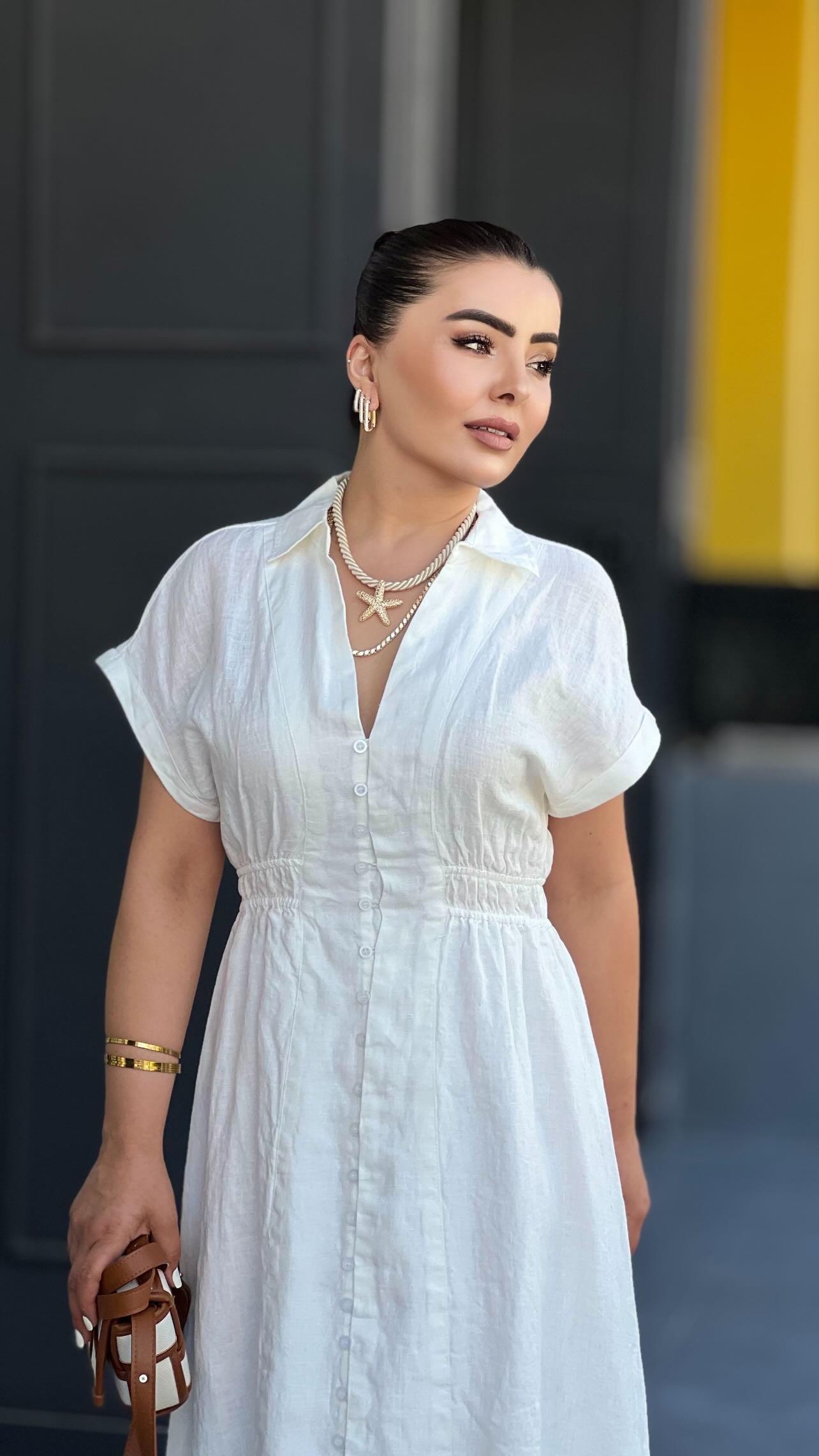 Ecru British Linen Dress