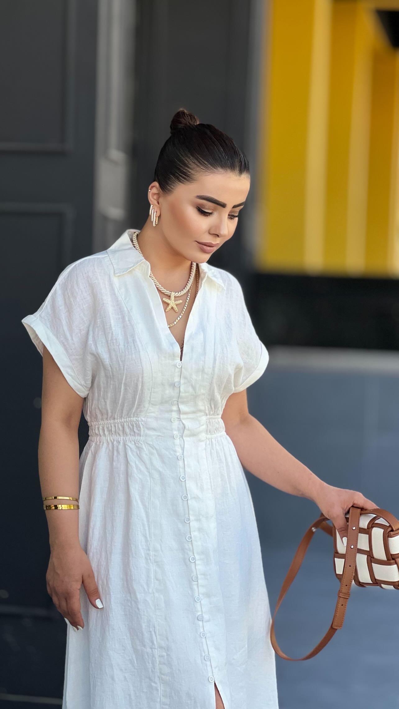 Ecru British Linen Dress