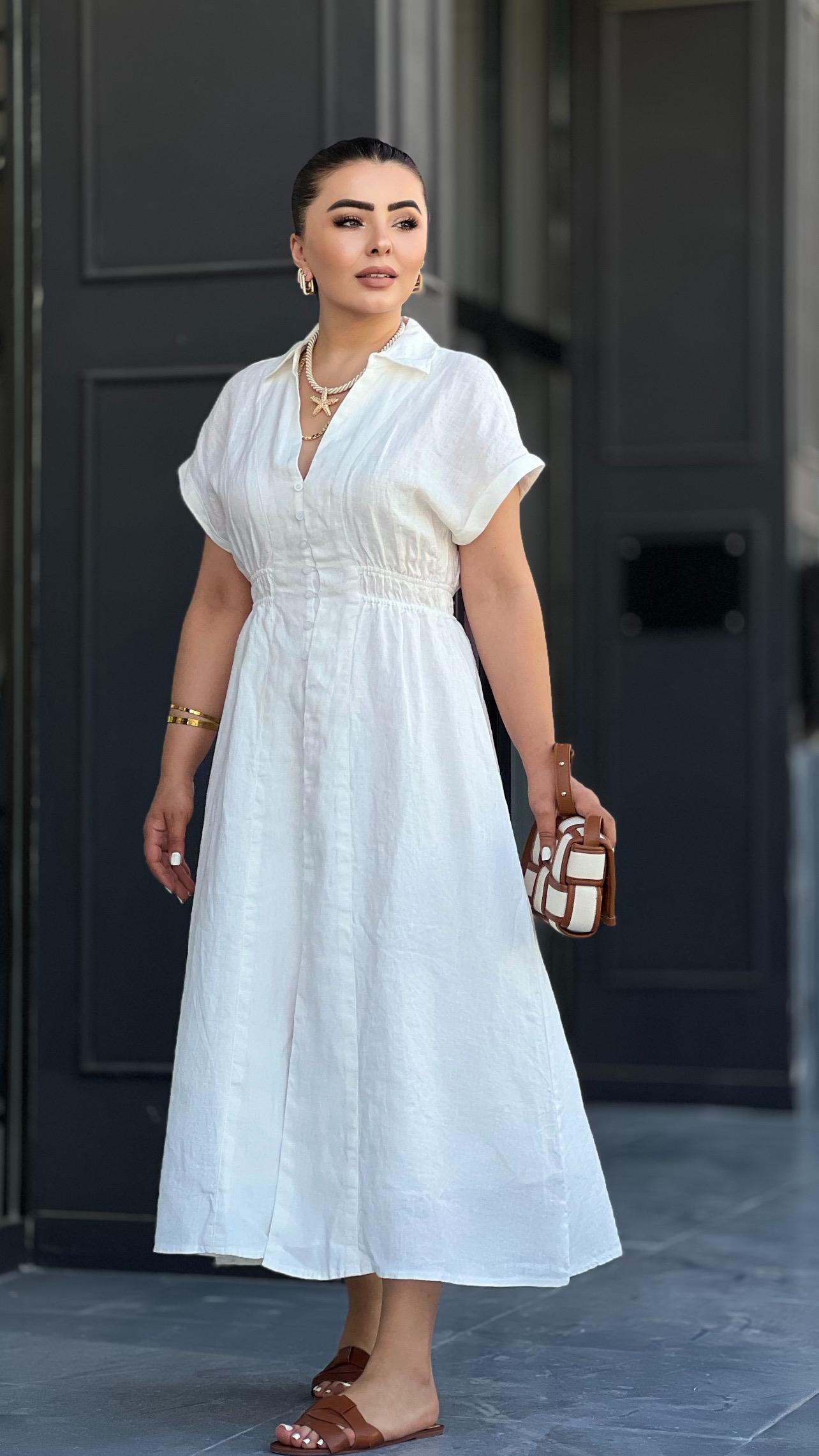 Ecru British Linen Dress