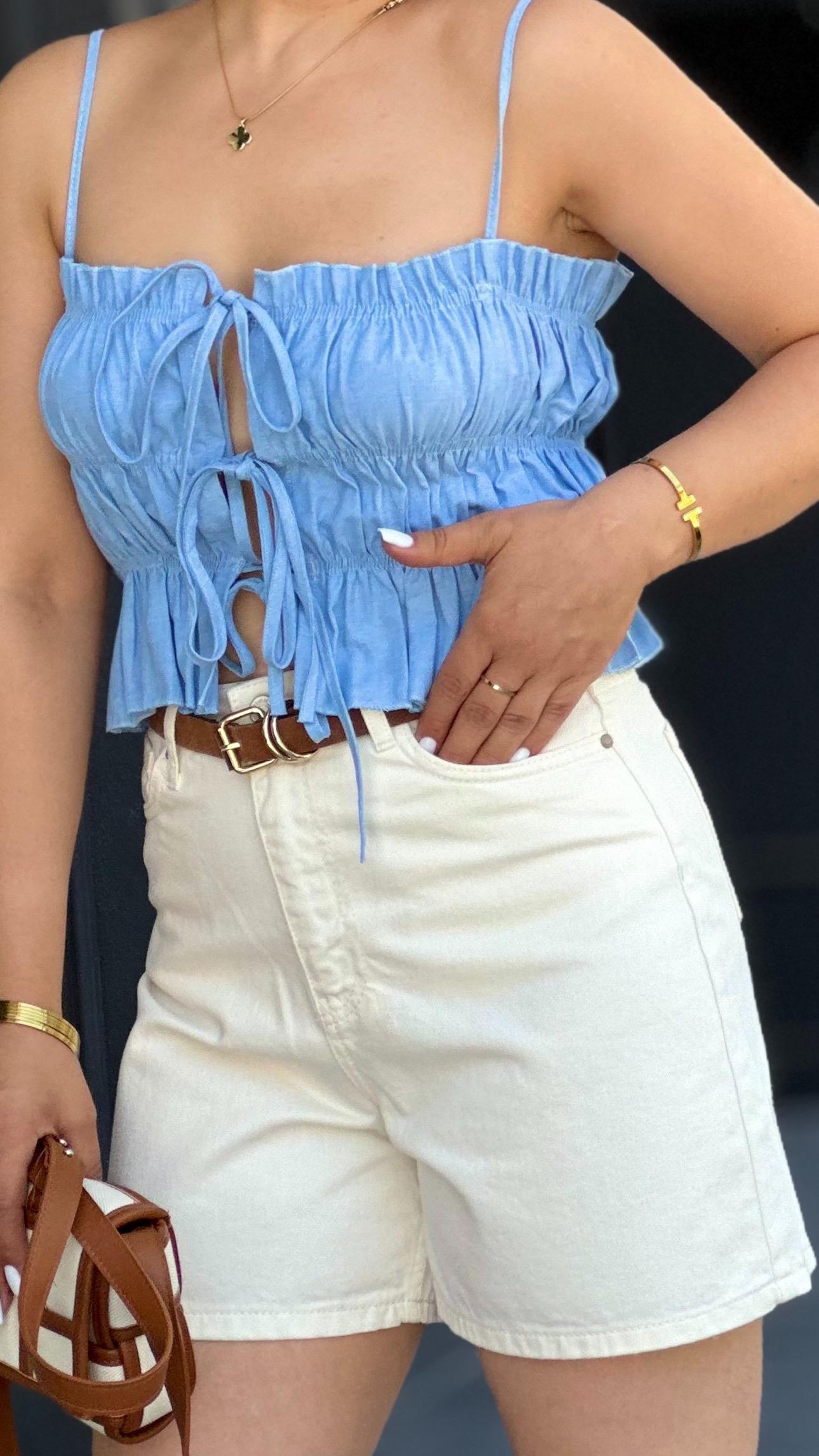 Ekru Denim Şort 