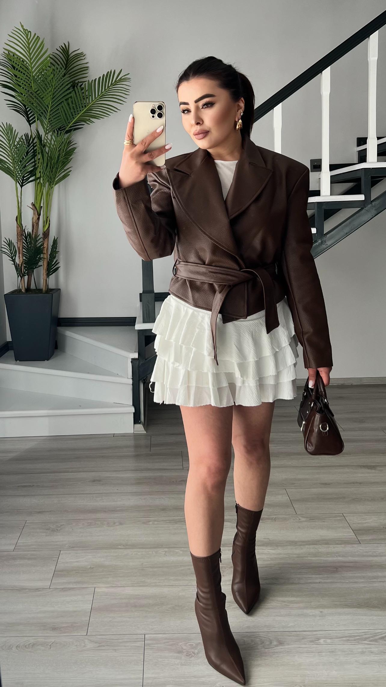 Off-white ruffled mini skirt